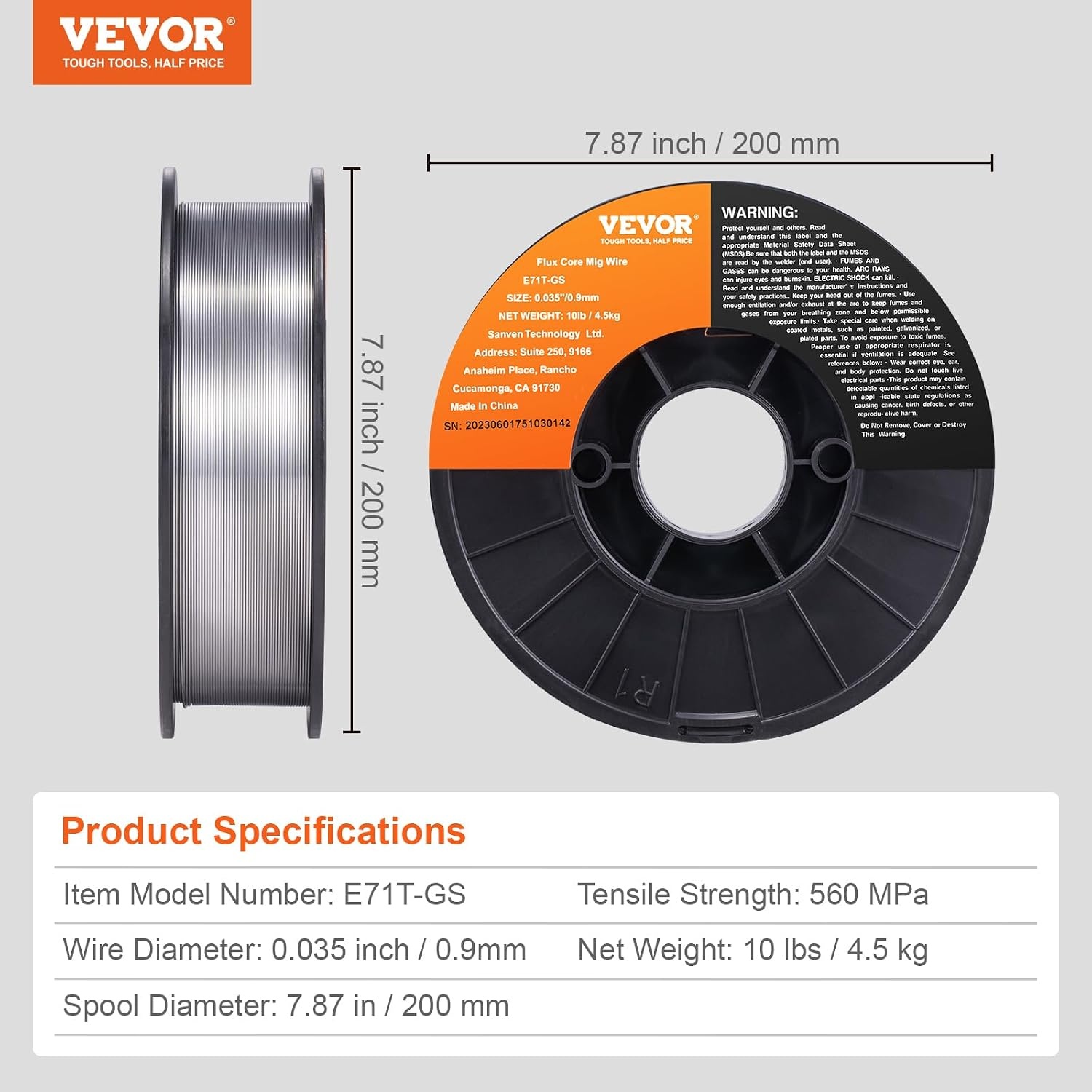 image:imageVEVOR Flux Core Welding Wire E71TGS 0035inch 10LBS Gasless Mild Steel MIG Welding Wire with Low Splatter for All Position Arc Welding and Outdoor UseE71TGS 0035inch 10LBS