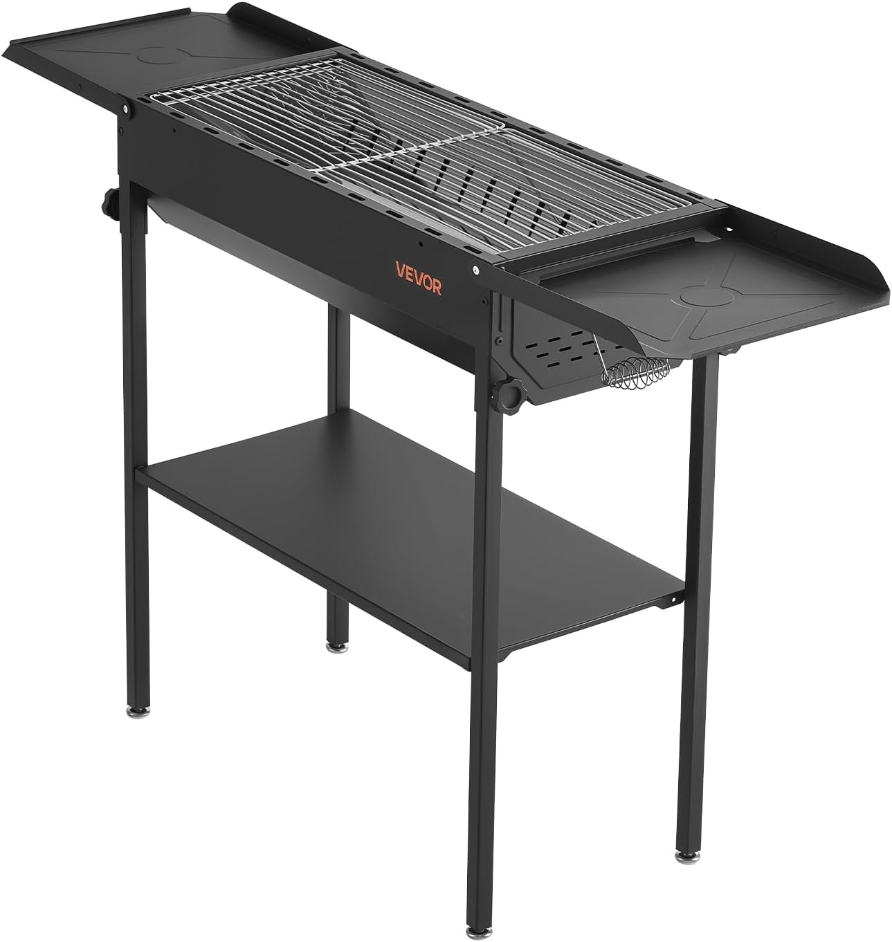 image:imageVEVOR Foldable Charcoal Grill Portable Charcoal Barbecue Grill with Adjustable Height amp Folding Side Tables HighTemp PowderCoated Steel Outdoor BBQ Grills for Camping Backyard PartiesBlack