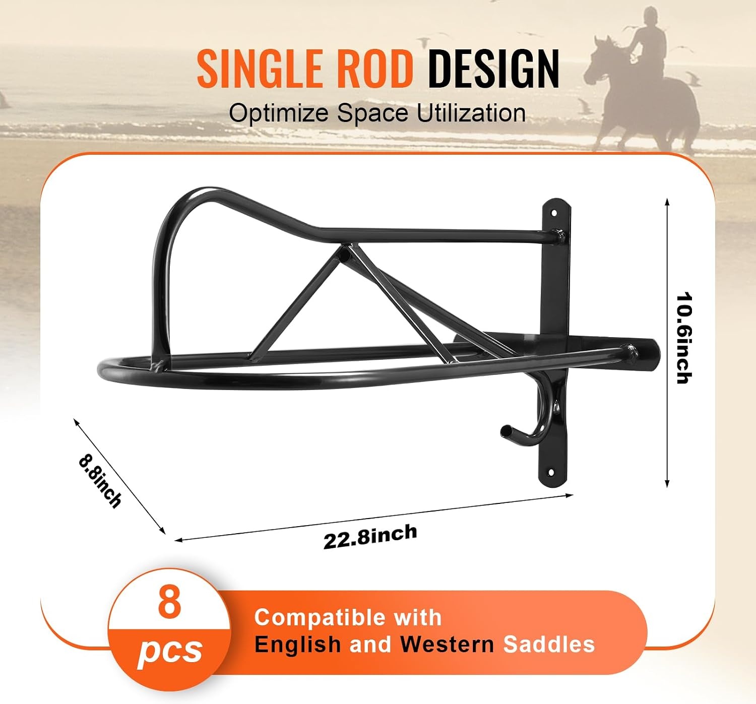 image:imageVEVOR Folding Saddle Rack Freestanding Horse Saddle Stand Portable Horse Blanket Holder Heavy Duty Steel Saddle Rack for English amp Western Saddles Tack Storage 28 x 19 x 375 in BlackWall Mounted Saddle Stand8 Pcs