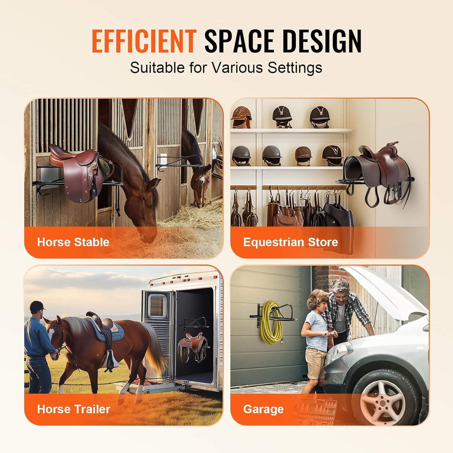 image:imageVEVOR Folding Saddle Rack Freestanding Horse Saddle Stand Portable Horse Blanket Holder Heavy Duty Steel Saddle Rack for English amp Western Saddles Tack Storage 28 x 19 x 375 in BlackWall Mounted Saddle Stand8 Pcs