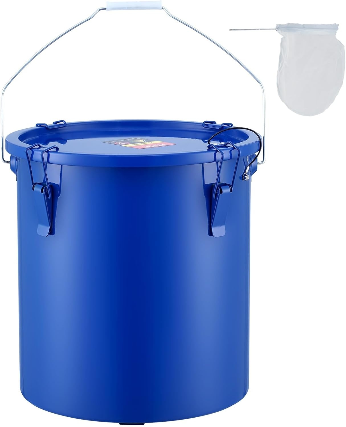 image:imageVEVOR Fryer Grease Bucket 16 Gal Oil Disposal Caddy with Caster Base Carbon Steel RustProof Coating Oil Transport Container with Lid Lock Clips Filter Bag for Hot Cooking Oil Filtering GrayBlue