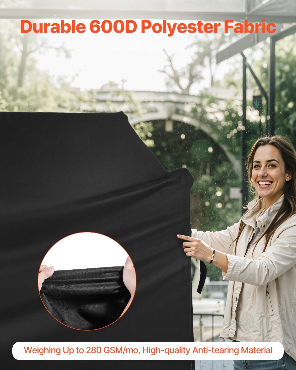 image:imageVEVOR Grill Cover 58 inch BBQ Covers for Outdoor Grills Waterproof Fade Resistant Weather Resistant Heavy Duty 600D Polyester Easy OnOff with HookandLoop Straps Black58inch