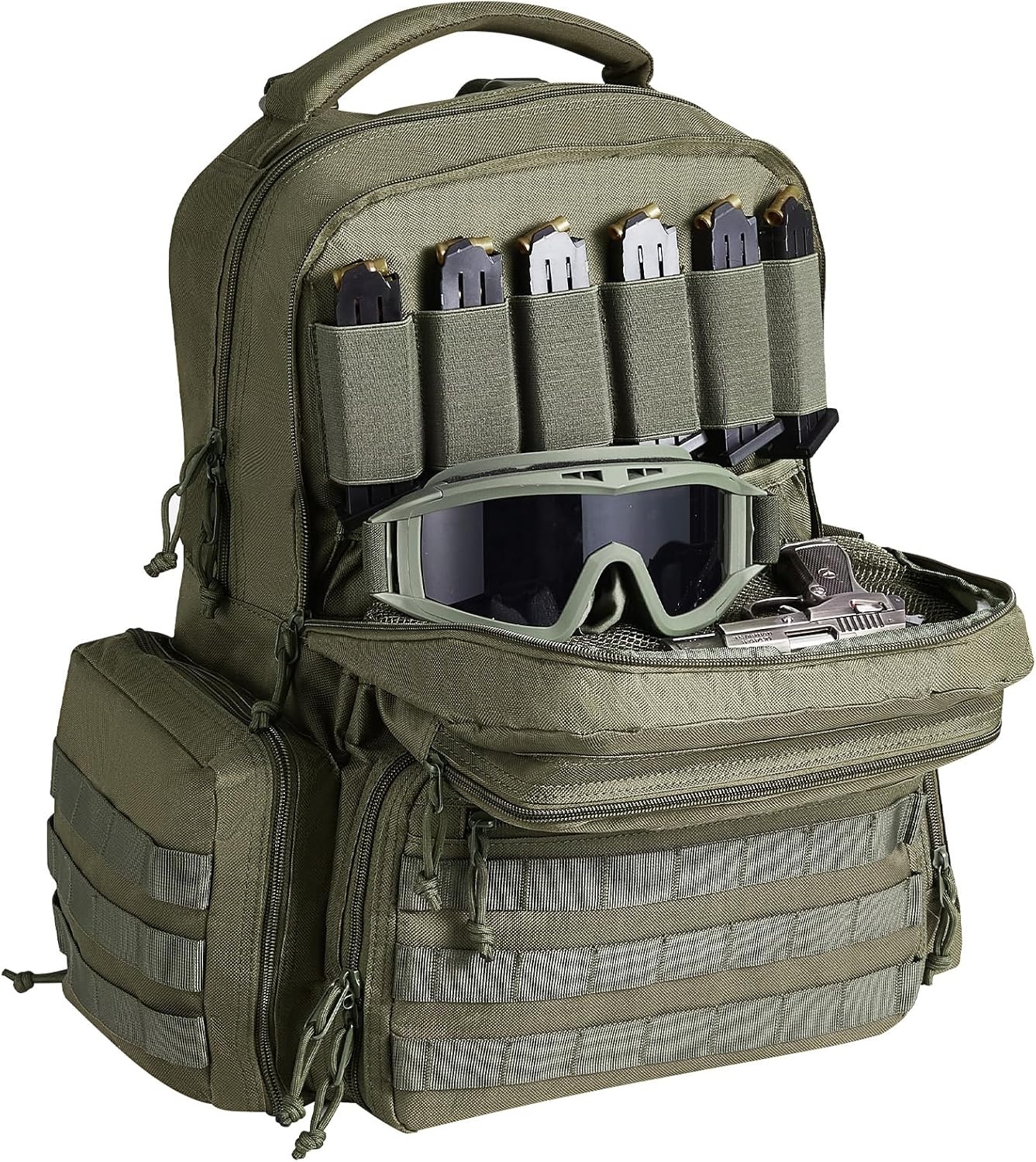 image:imageVEVOR Gun Bag with Detachable Baffles amp 6 Magazines Shooting Handgun Bag for Outdoor Hunting Shooting Pistol Bag Case 2 Removable Pistol Bags Brown 13 x 79 x 91 inGreen
