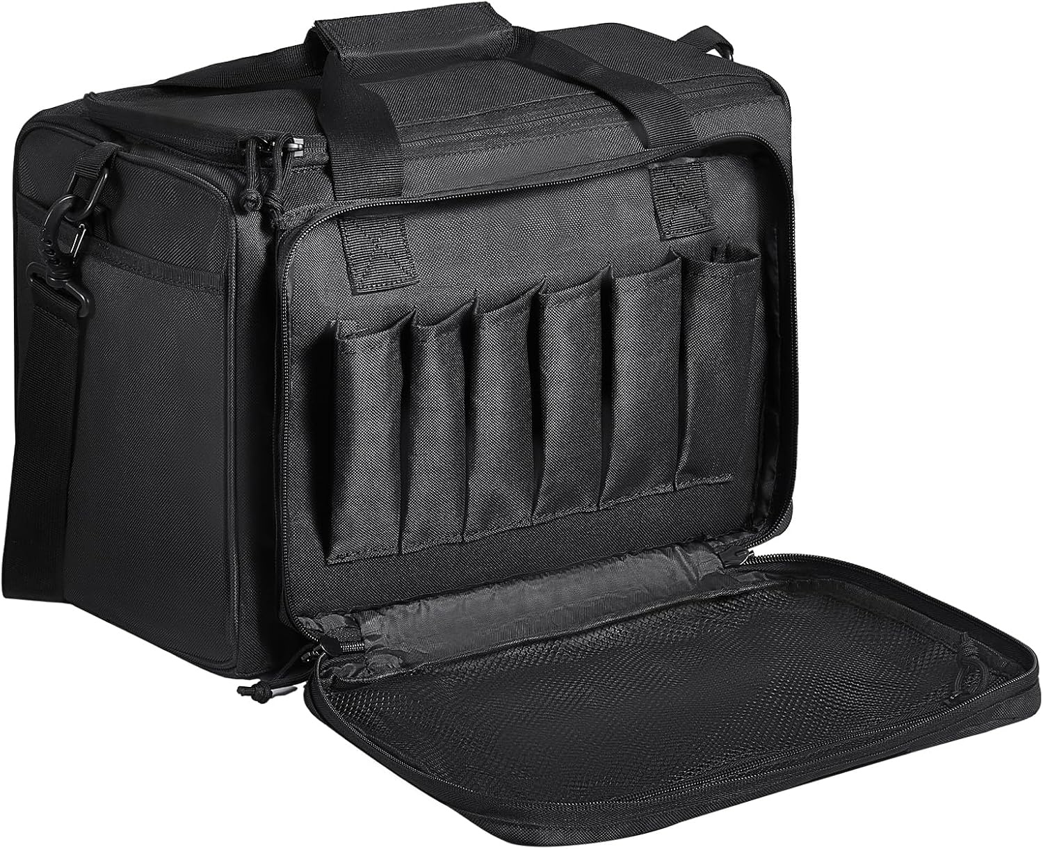 image:imageVEVOR Gun Bag with Detachable Baffles amp 6 Magazines Shooting Handgun Bag for Outdoor Hunting Shooting Pistol Bag Case 2 Removable Pistol Bags Brown 13 x 79 x 91 inBlack