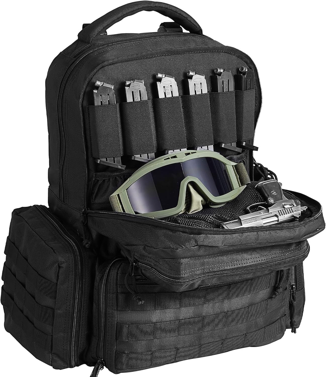 image:imageVEVOR Gun Bag with Detachable Baffles amp 6 Magazines Shooting Handgun Bag for Outdoor Hunting Shooting Pistol Bag Case 2 Removable Pistol Bags Brown 13 x 79 x 91 inBlack