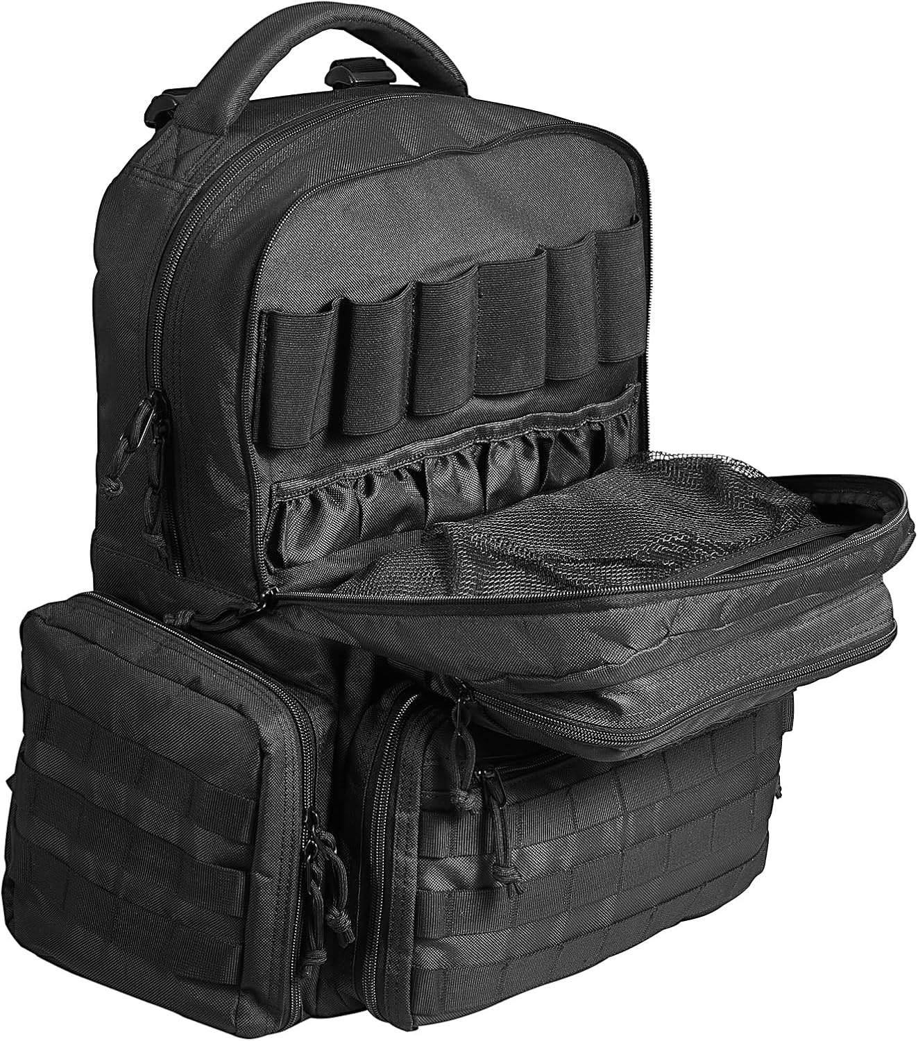 image:imageVEVOR Gun Bag with Detachable Baffles amp 6 Magazines Shooting Handgun Bag for Outdoor Hunting Shooting Pistol Bag Case 2 Removable Pistol Bags Brown 13 x 79 x 91 inBlack