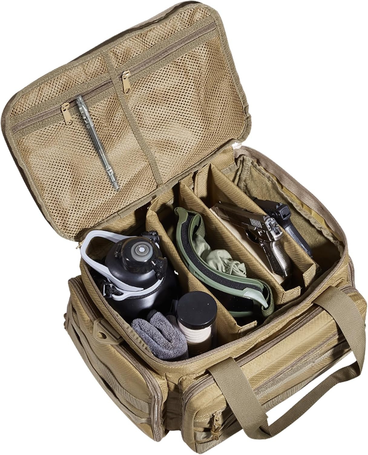 image:imageVEVOR Gun Bag with Detachable Baffles amp 6 Magazines Shooting Handgun Bag for Outdoor Hunting Shooting Pistol Bag Case 2 Removable Pistol Bags Brown 13 x 79 x 91 inBrown
