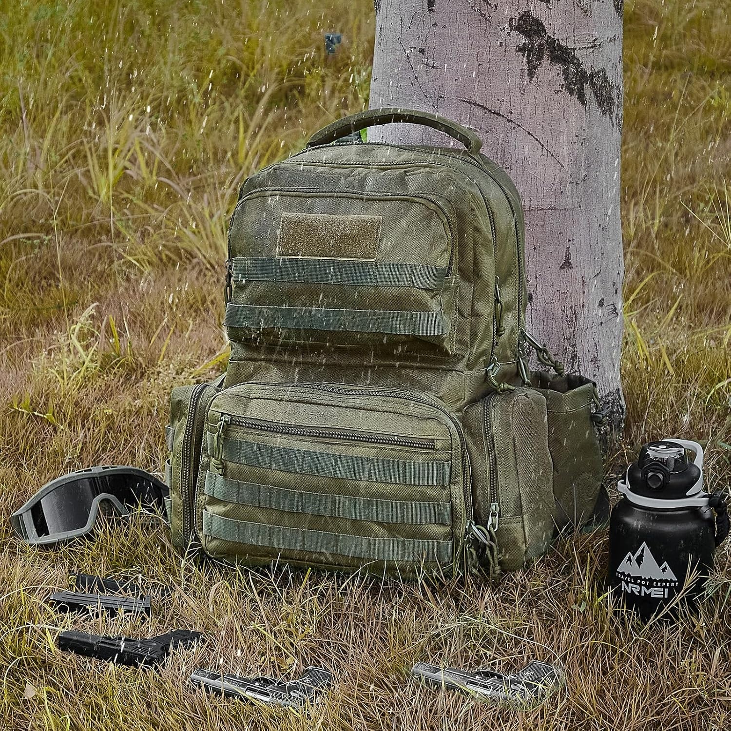 image:imageVEVOR Gun Bag with Detachable Baffles amp 6 Magazines Shooting Handgun Bag for Outdoor Hunting Shooting Pistol Bag Case 2 Removable Pistol Bags Brown 13 x 79 x 91 inGreen