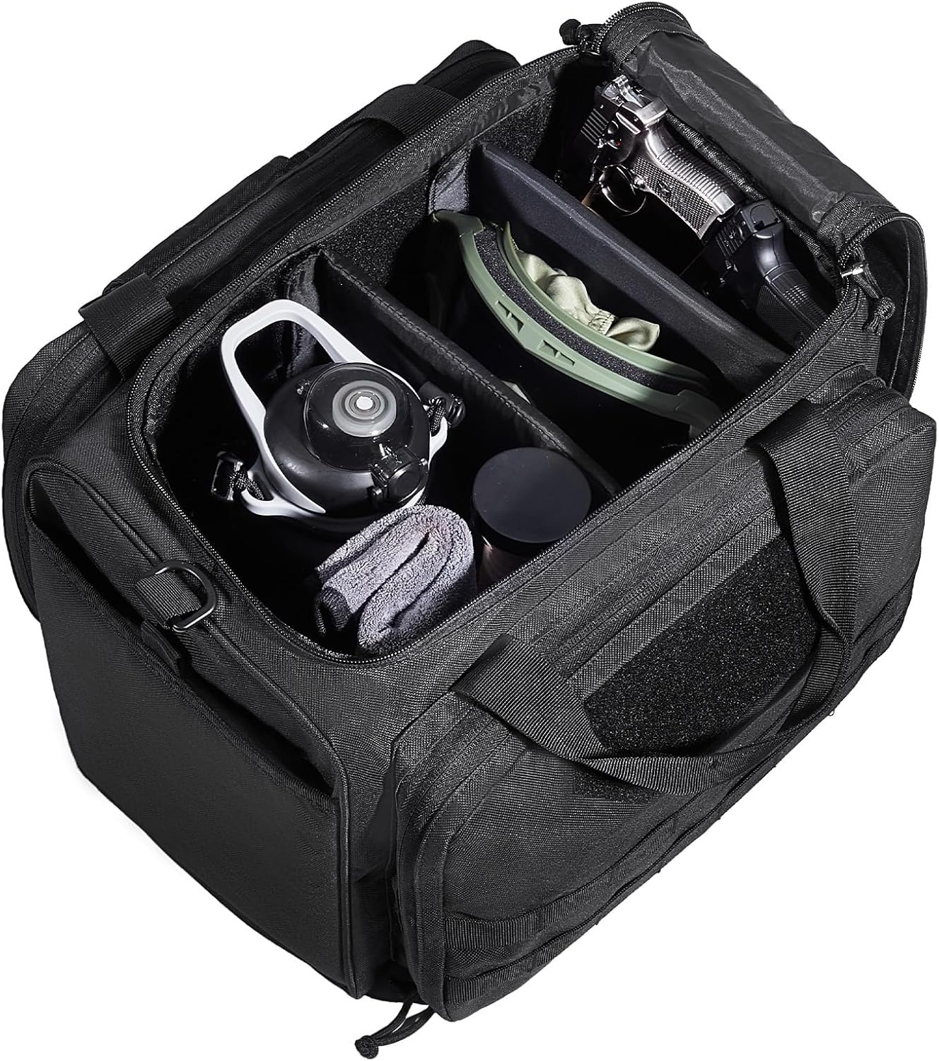 image:imageVEVOR Gun Bag with Detachable Baffles amp 6 Magazines Shooting Handgun Bag for Outdoor Hunting Shooting Pistol Bag Case 2 Removable Pistol Bags Brown 13 x 79 x 91 inBlack