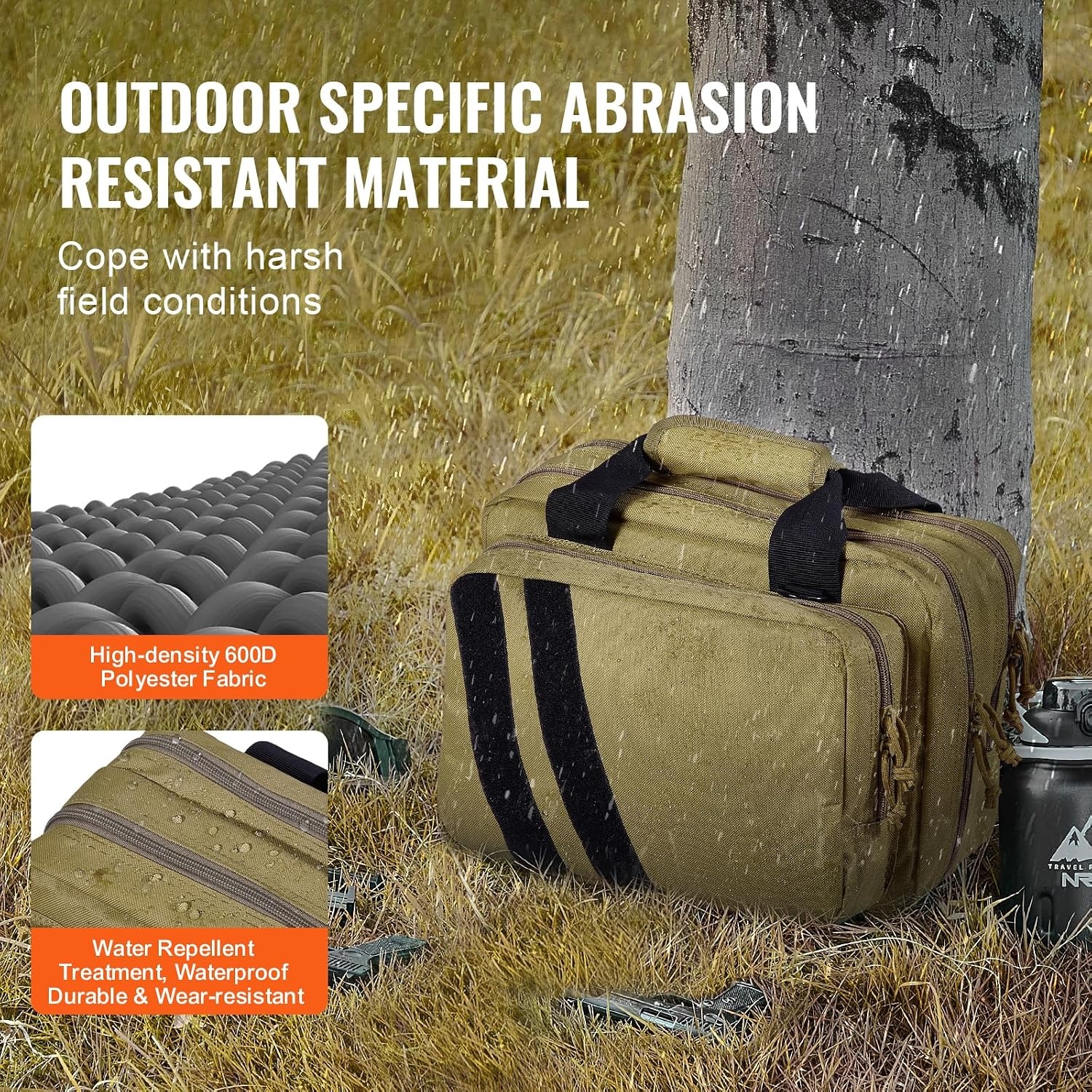 image:imageVEVOR Gun Bag with Detachable Baffles amp 6 Magazines Shooting Handgun Bag for Outdoor Hunting Shooting Pistol Bag Case 2 Removable Pistol Bags Brown 13 x 79 x 91 inBrown