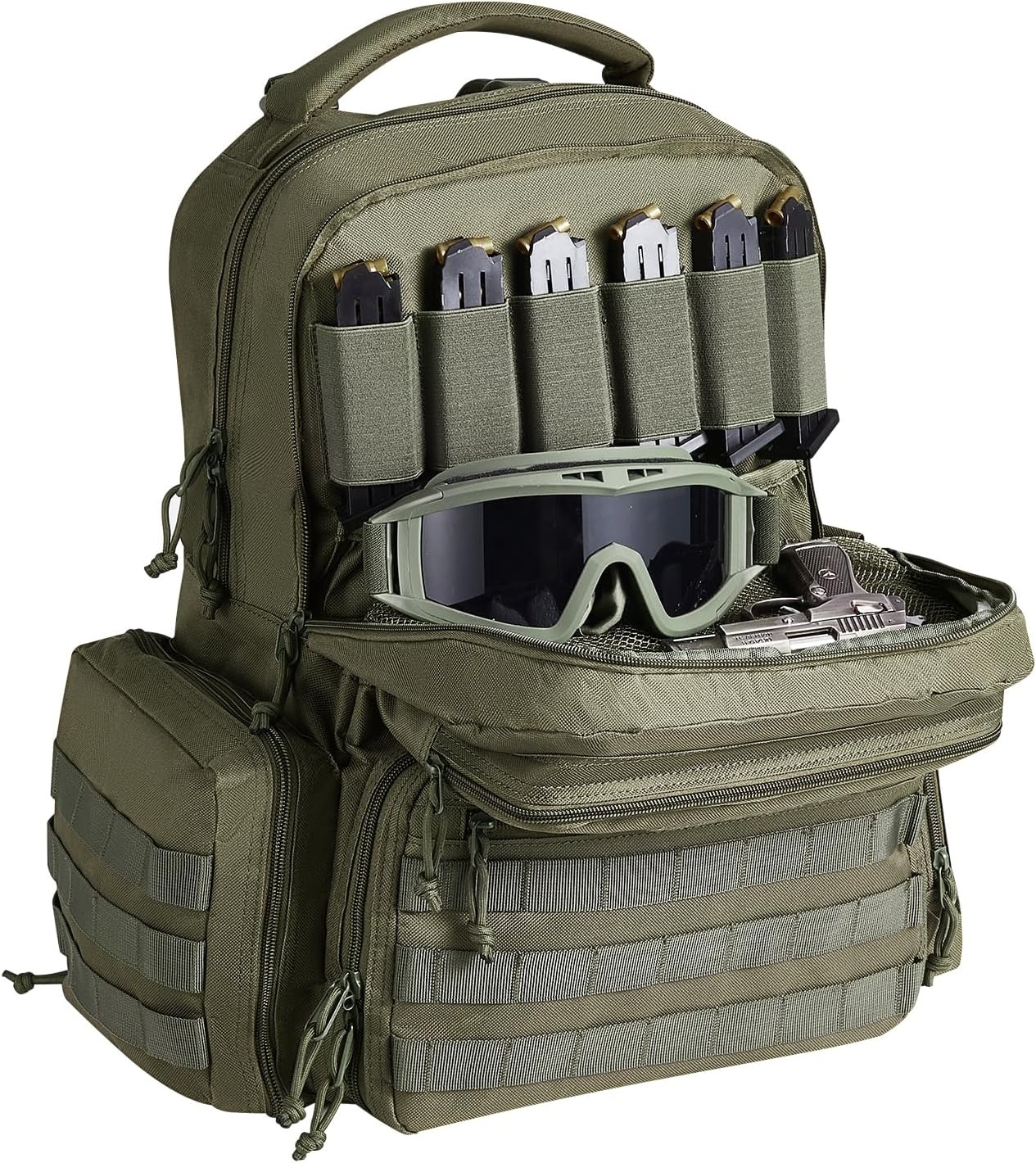 image:imageVEVOR Gun Bag with Detachable Baffles amp 6 Magazines Shooting Handgun Bag for Outdoor Hunting Shooting Pistol Bag Case 2 Removable Pistol Bags Brown 13 x 79 x 91 inGreen