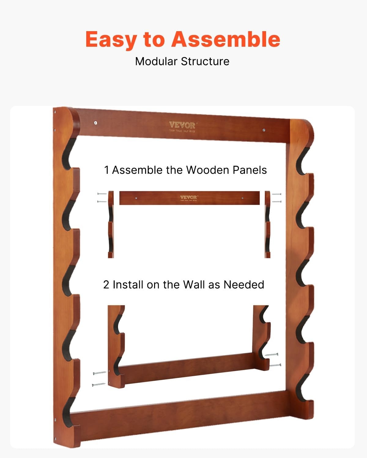 image:imageVEVOR Gun Rack 5Slot Wall Mounted Wooden Gun Rack Heavy Duty Gun Display Rack Holds 5 Shotguns and Rifles Wall Storage Display Rifle Rack with Soft Padding 132 lbs Capacity