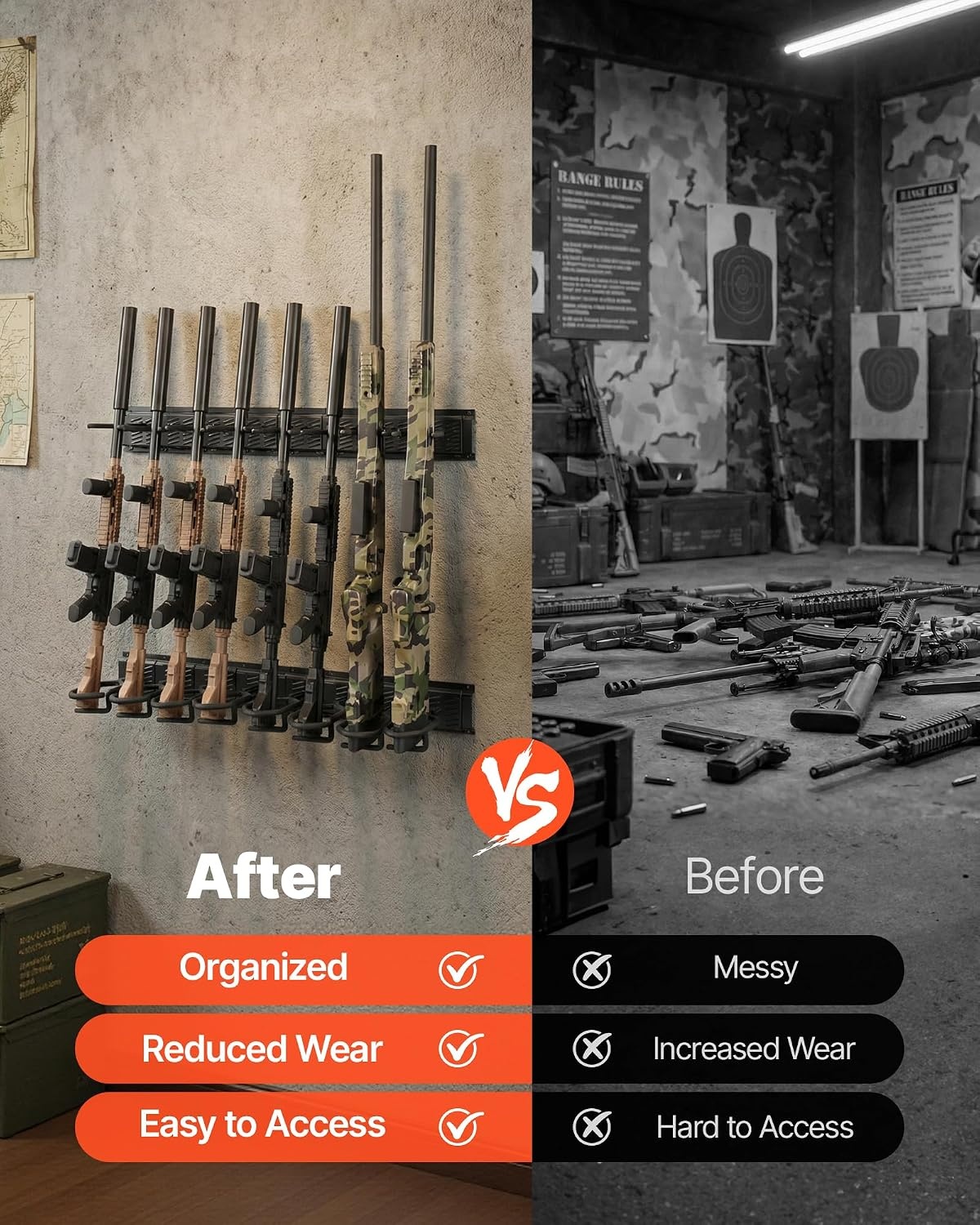 image:imageVEVOR Gun Rack Indoor Gun Rack Wall Mount 8Slot Vertical Rifle Shotgun 180 lb Heavy Duty Metal Wall Gun Rack Display Stand with Soft Padding