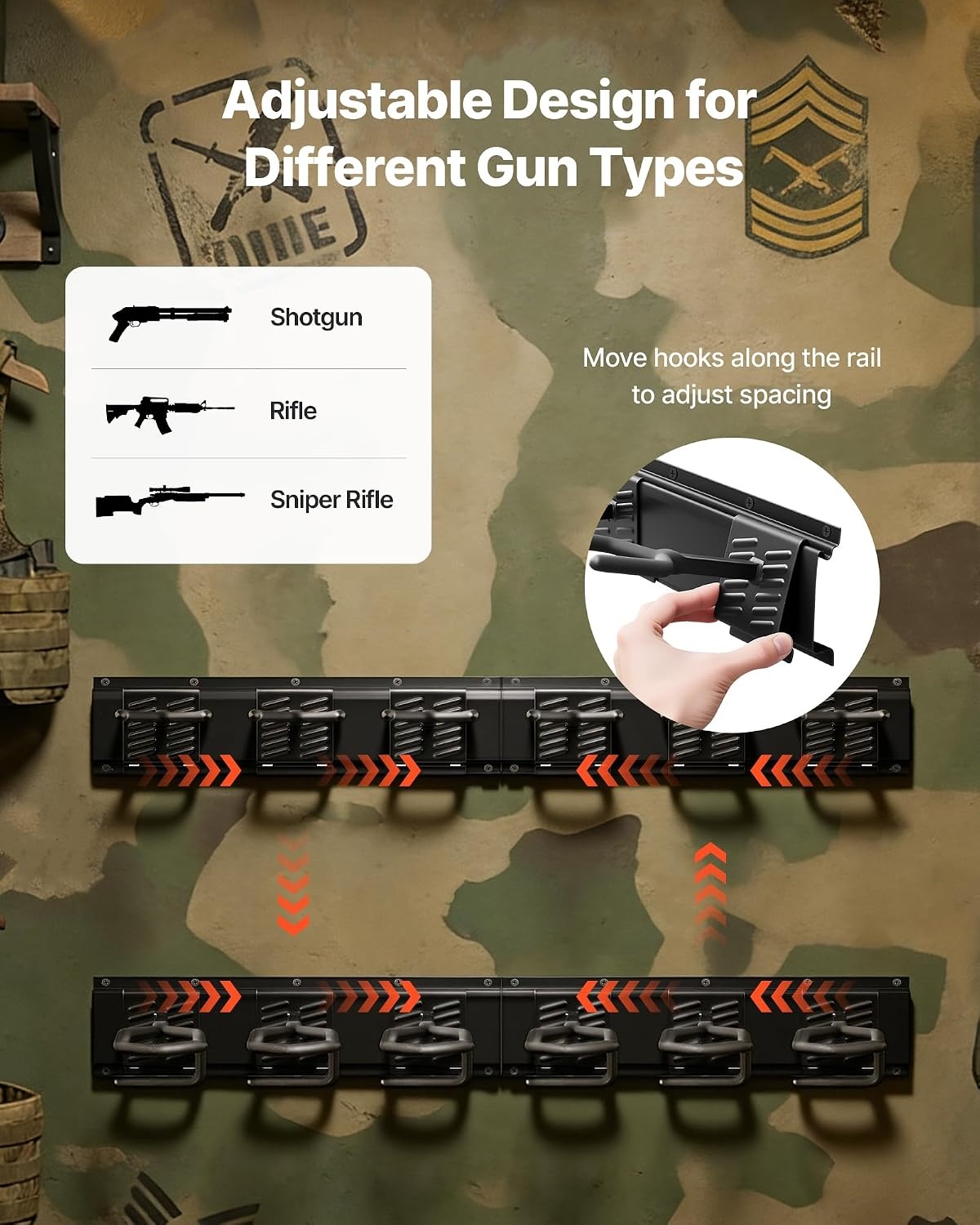 image:imageVEVOR Gun Rack Indoor Gun Rack Wall Mount 8Slot Vertical Rifle Shotgun 180 lb Heavy Duty Metal Wall Gun Rack Display Stand with Soft Padding