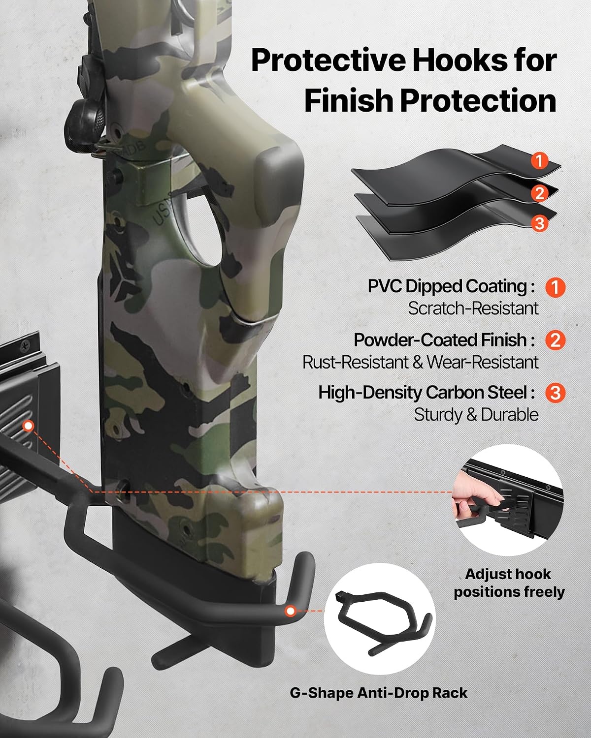 image:imageVEVOR Gun Rack Indoor Gun Rack Wall Mount 8Slot Vertical Rifle Shotgun 180 lb Heavy Duty Metal Wall Gun Rack Display Stand with Soft Padding