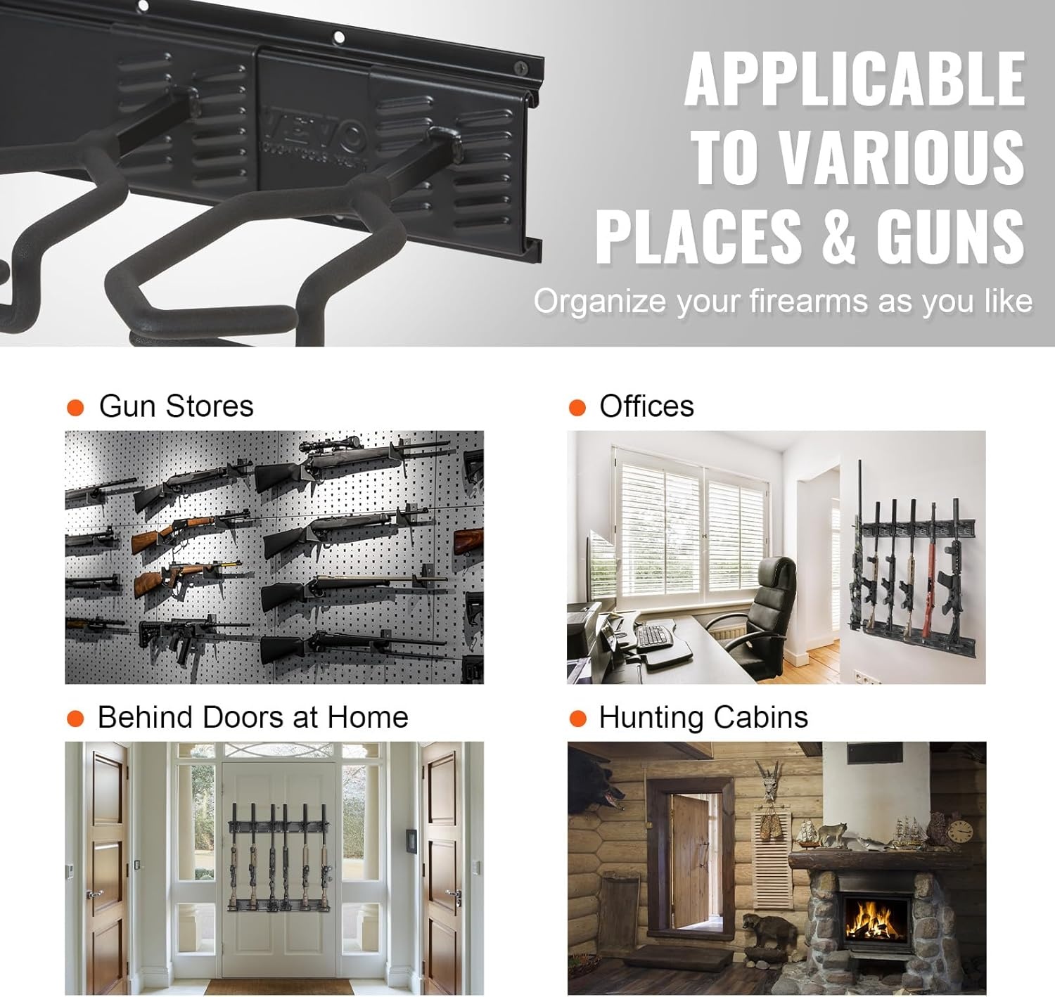 image:imageVEVOR Gun Rack Indoor Gun Rack Wall Mount Vertical Rifle Shotgun Gun Rack Heavy Duty Metal Wall Gun Rack Display Stand