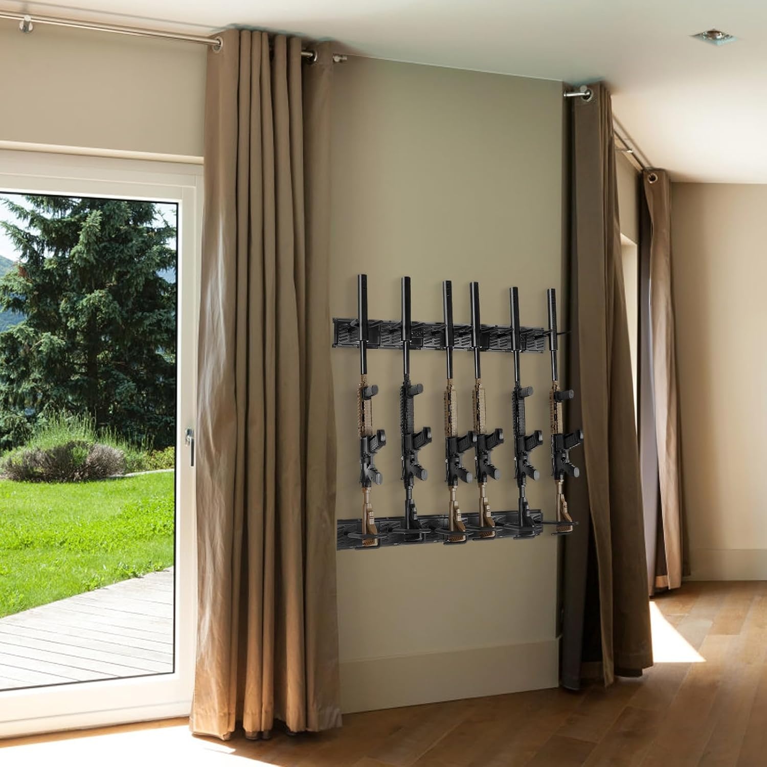 image:imageVEVOR Gun Rack Indoor Gun Rack Wall Mount Vertical Rifle Shotgun Gun Rack Heavy Duty Metal Wall Gun Rack Display Stand
