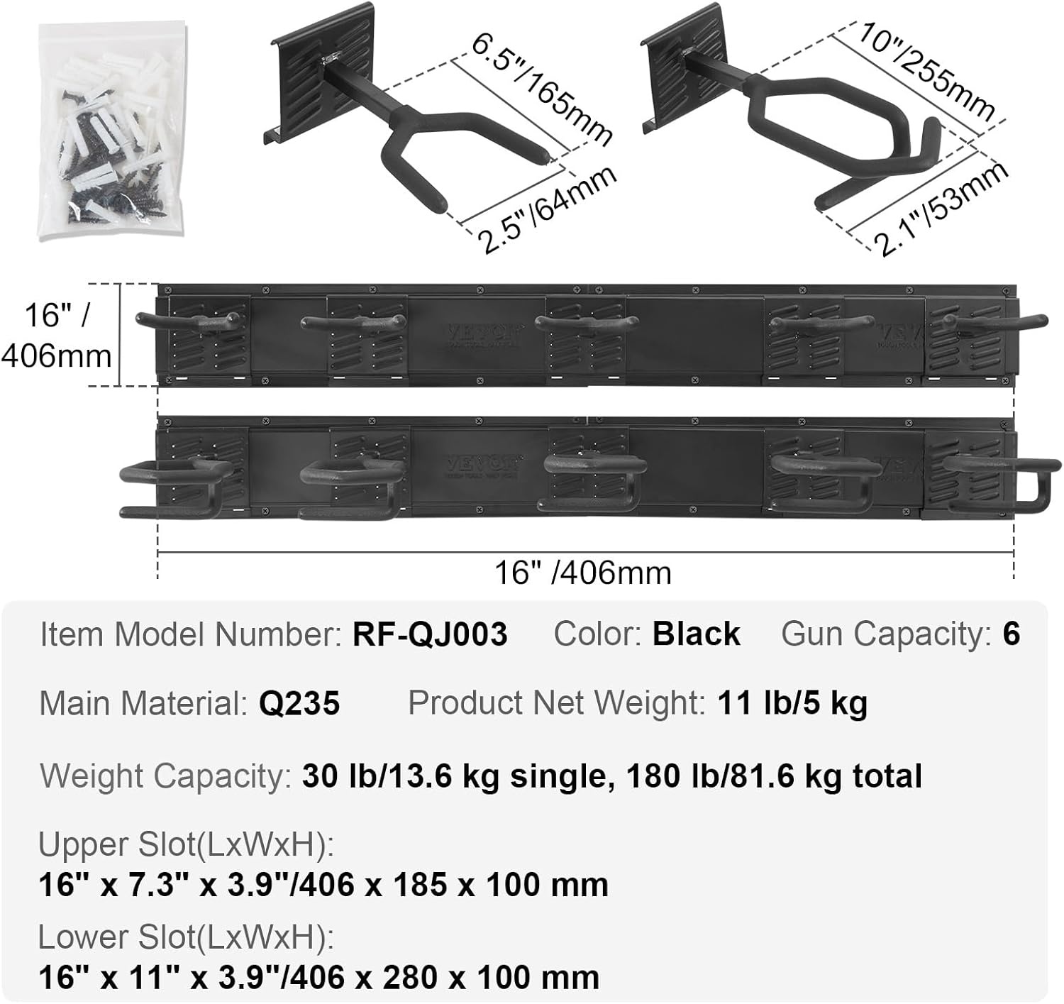 image:imageVEVOR Gun Rack Indoor Gun Rack Wall Mount Vertical Rifle Shotgun Gun Rack Heavy Duty Metal Wall Gun Rack Display Stand