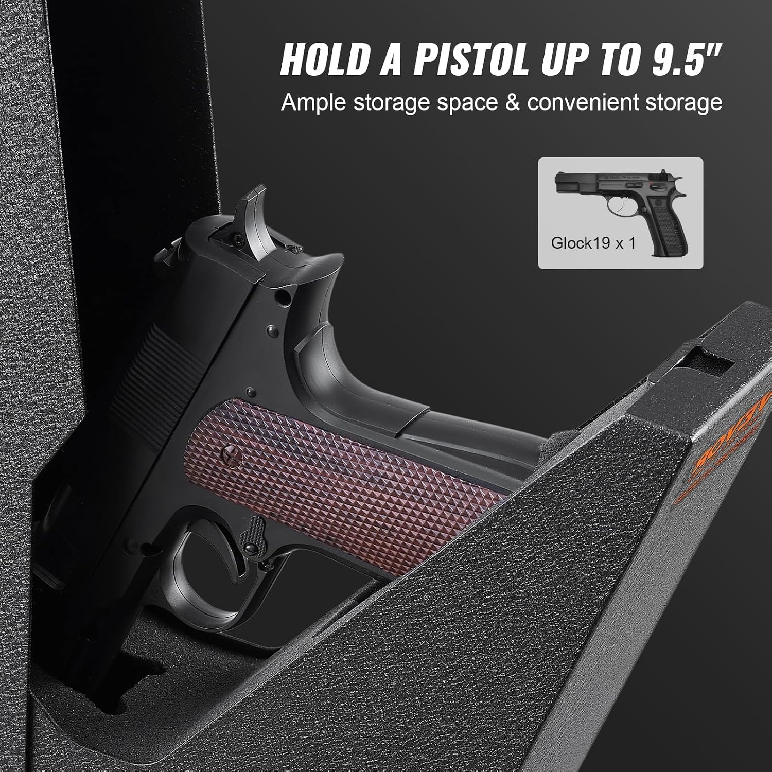 image:imageVEVOR Gun Safe for Pistols Biometric Gun Safe with Three Quick Access Ways of Fingerprints Passwords and Keys Handgun Safe for 1 Pistol for Home Bedside Nightstand WallBiometric Bounce to open