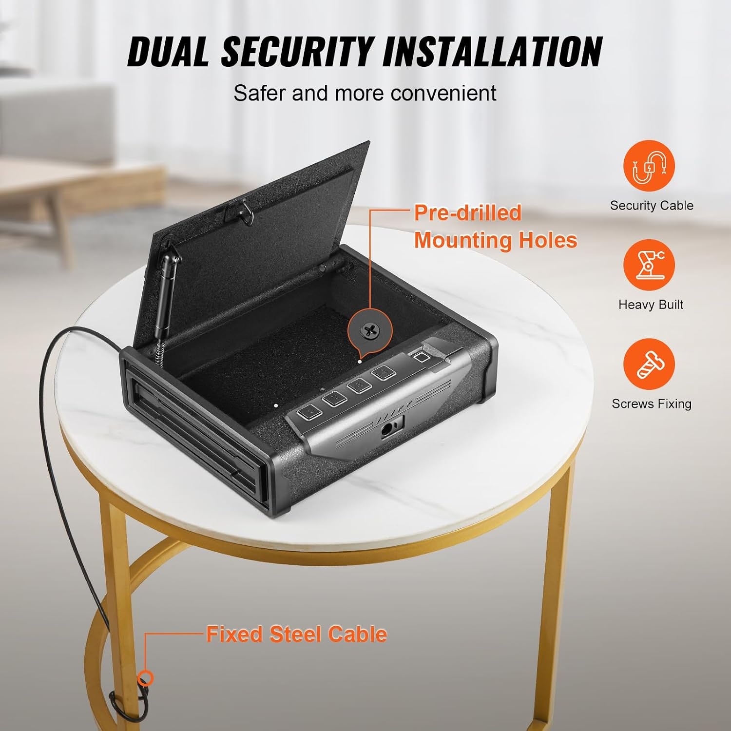 image:imageVEVOR Gun Safe for Pistols Biometric Gun Safe with Three Quick Access Ways of Fingerprints Passwords and Keys Handgun Safe for 1 Pistol for Home Bedside Nightstand WallBiometric Ordinary to open