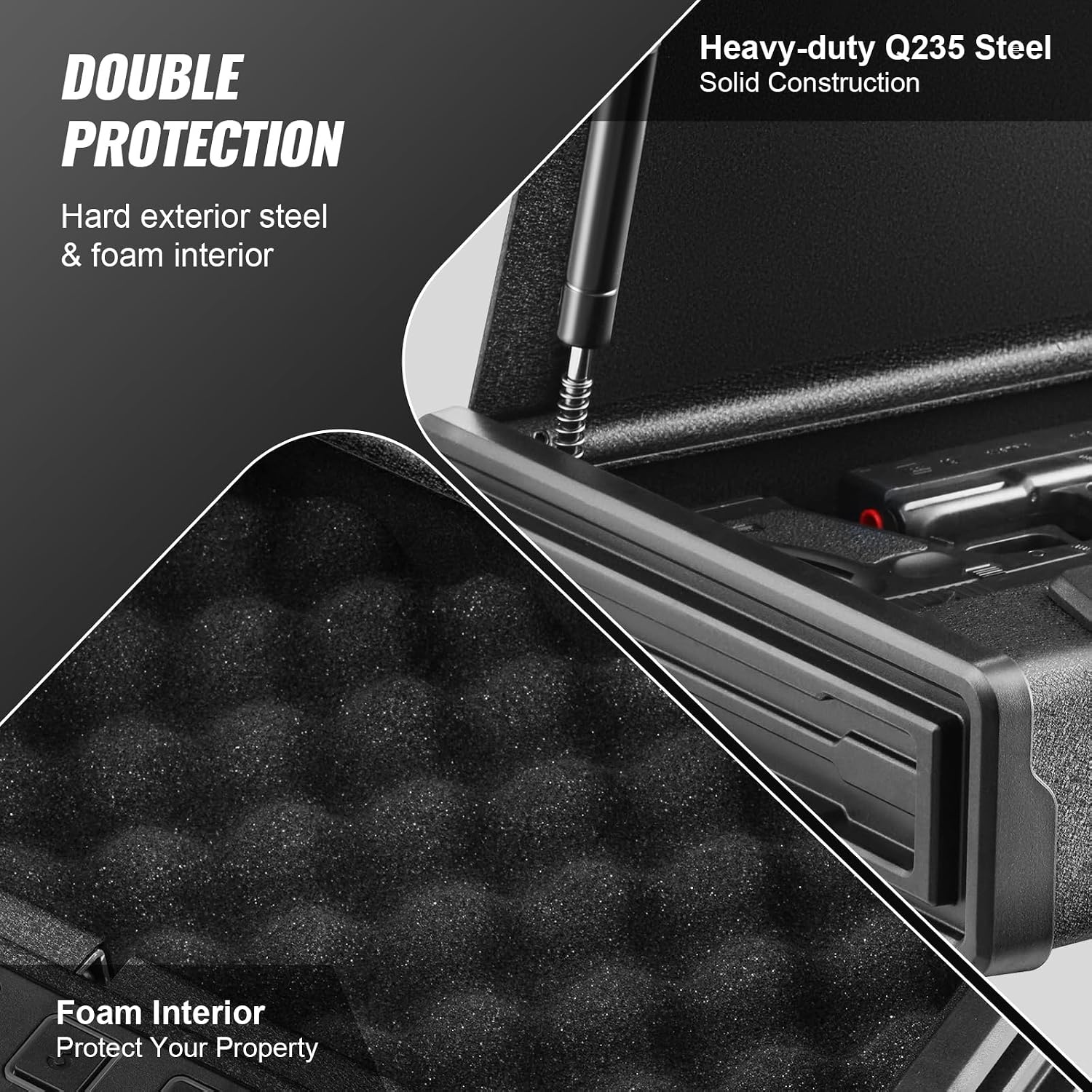 image:imageVEVOR Gun Safe for Pistols Biometric Gun Safe with Three Quick Access Ways of Fingerprints Passwords and Keys Handgun Safe for 1 Pistol for Home Bedside Nightstand WallBiometric Ordinary to open