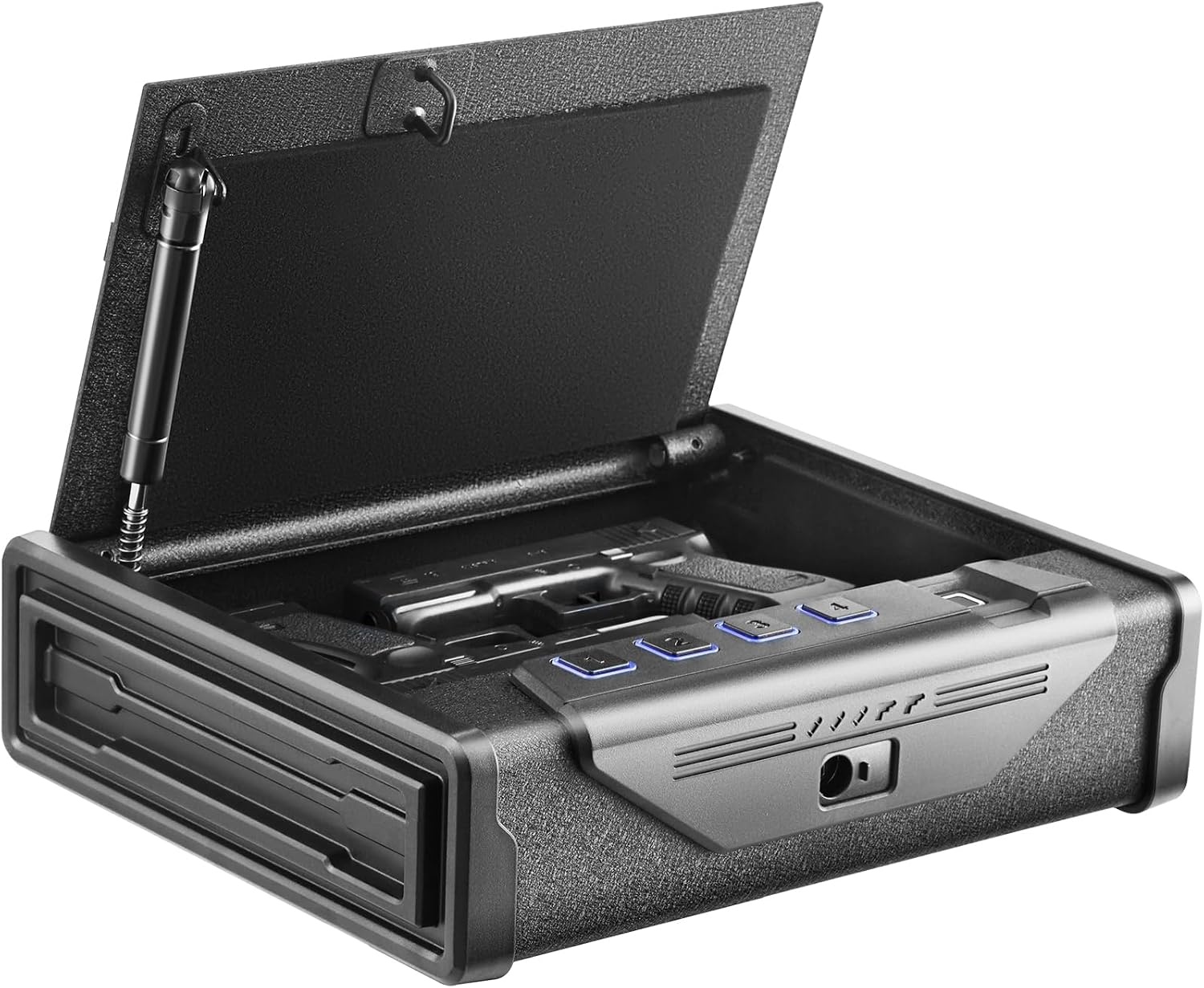 image:imageVEVOR Gun Safe for Pistols Biometric Gun Safe with Three Quick Access Ways of Fingerprints Passwords and Keys Handgun Safe for 1 Pistol for Home Bedside Nightstand WallBiometric Ordinary to open