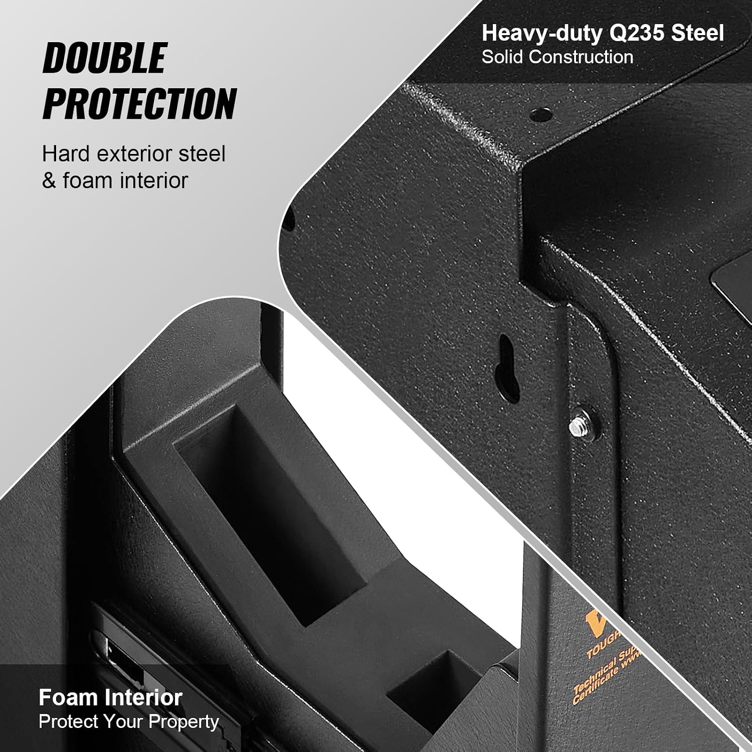 image:imageVEVOR Gun Safe for Pistols Biometric Gun Safe with Three Quick Access Ways of Fingerprints Passwords and Keys Handgun Safe for 1 Pistol for Home Bedside Nightstand WallBiometric Slip to open
