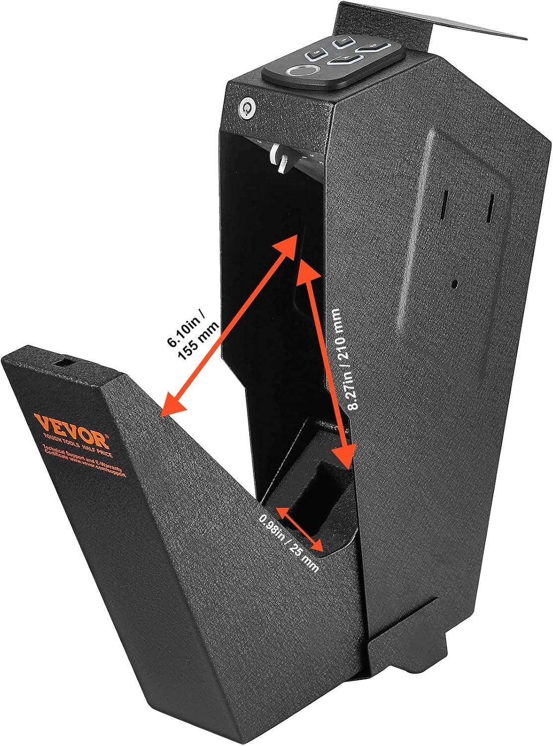 image:imageVEVOR Gun Safe for Pistols Biometric Gun Safe with Three Quick Access Ways of Fingerprints Passwords and Keys Handgun Safe for 1 Pistol for Home Bedside Nightstand WallBiometric Bounce to open