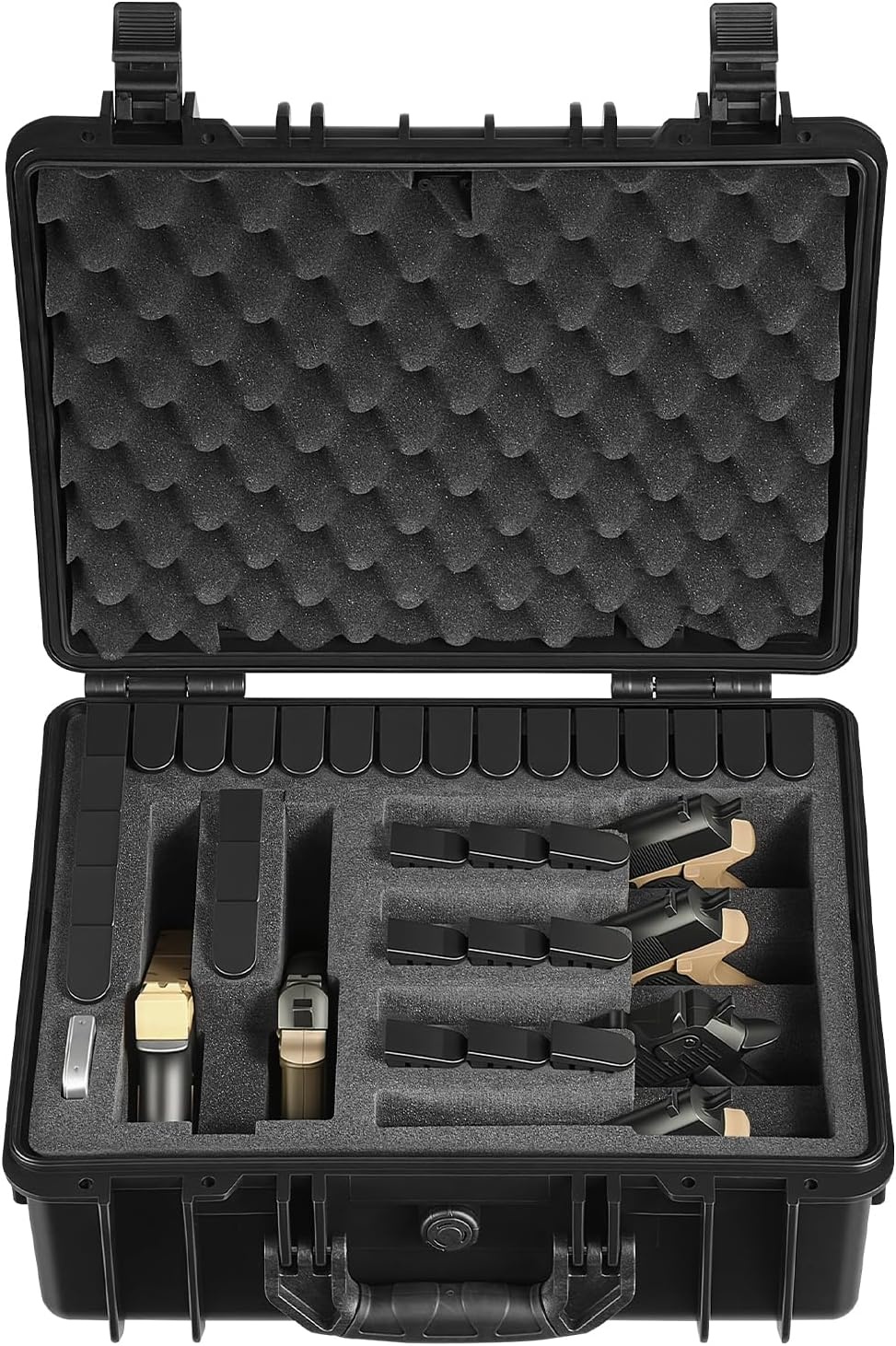 image:imageVEVOR Hard Pistol Case Holds Multiple Pistols amp Magazine Hard Gun Case with PreCut XPE Foam Lining Waterproof Firearm Travel Case with Handle for Gun Lenses Camera Gear TSA Compliant6 Pistols 31 Magazine
