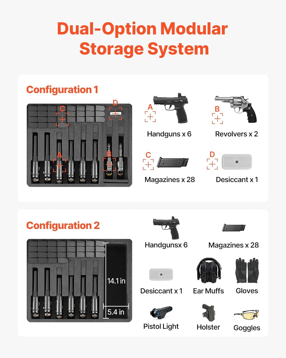 image:imageVEVOR Hard Pistol Case Holds Multiple Pistols amp Magazine Hard Gun Case with PreCut XPE Foam Lining Waterproof Firearm Travel Case with Handle for Gun Lenses Camera Gear TSA Compliant8 Pistols 28 Magazine