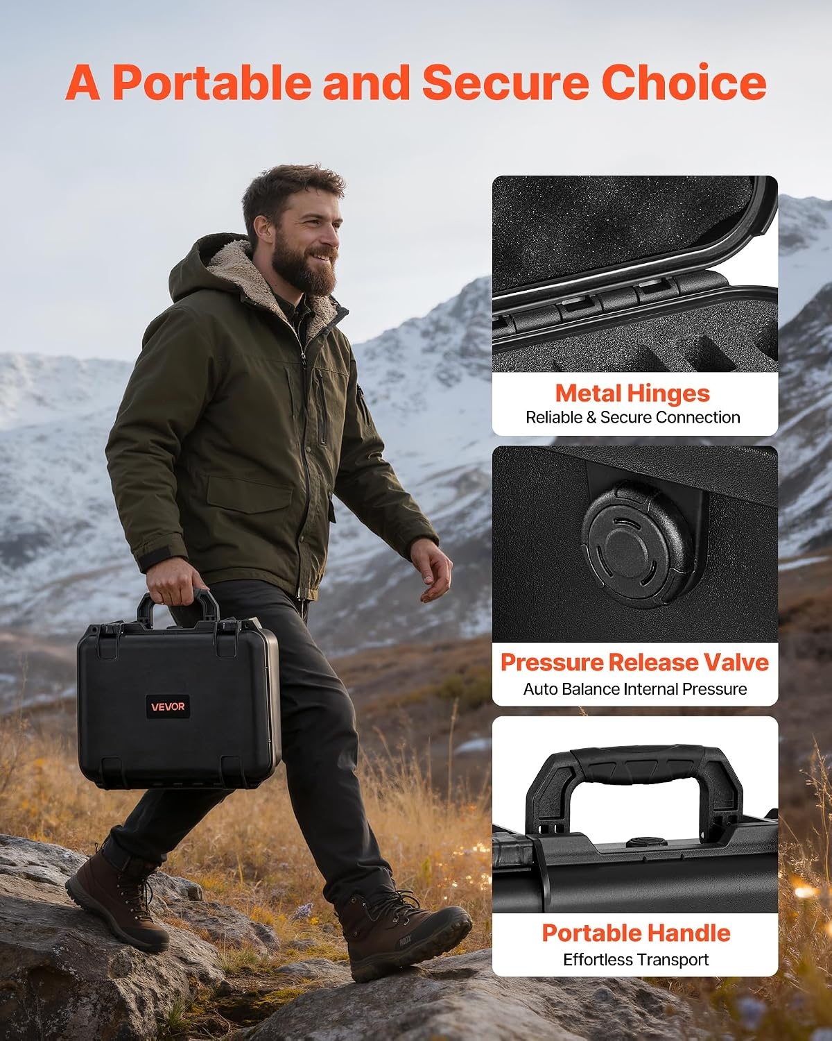 image:imageVEVOR Hard Pistol Case Holds Multiple Pistols amp Magazine Hard Gun Case with PreCut XPE Foam Lining Waterproof Firearm Travel Case with Handle for Gun Lenses Camera Gear TSA Compliant4 Pistols 23 Magazine