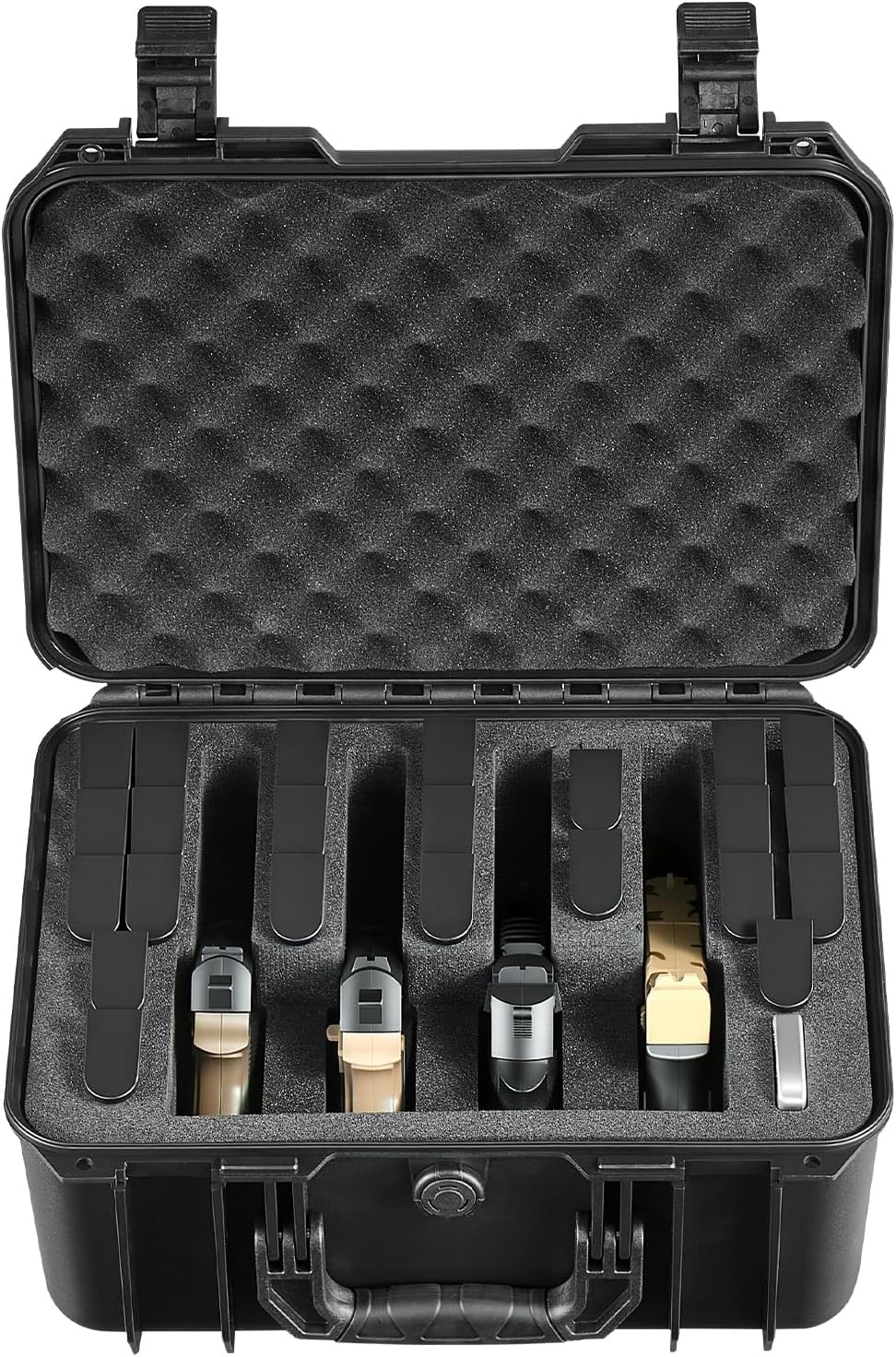 image:imageVEVOR Hard Pistol Case Holds Multiple Pistols amp Magazine Hard Gun Case with PreCut XPE Foam Lining Waterproof Firearm Travel Case with Handle for Gun Lenses Camera Gear TSA Compliant4 Pistols 23 Magazine