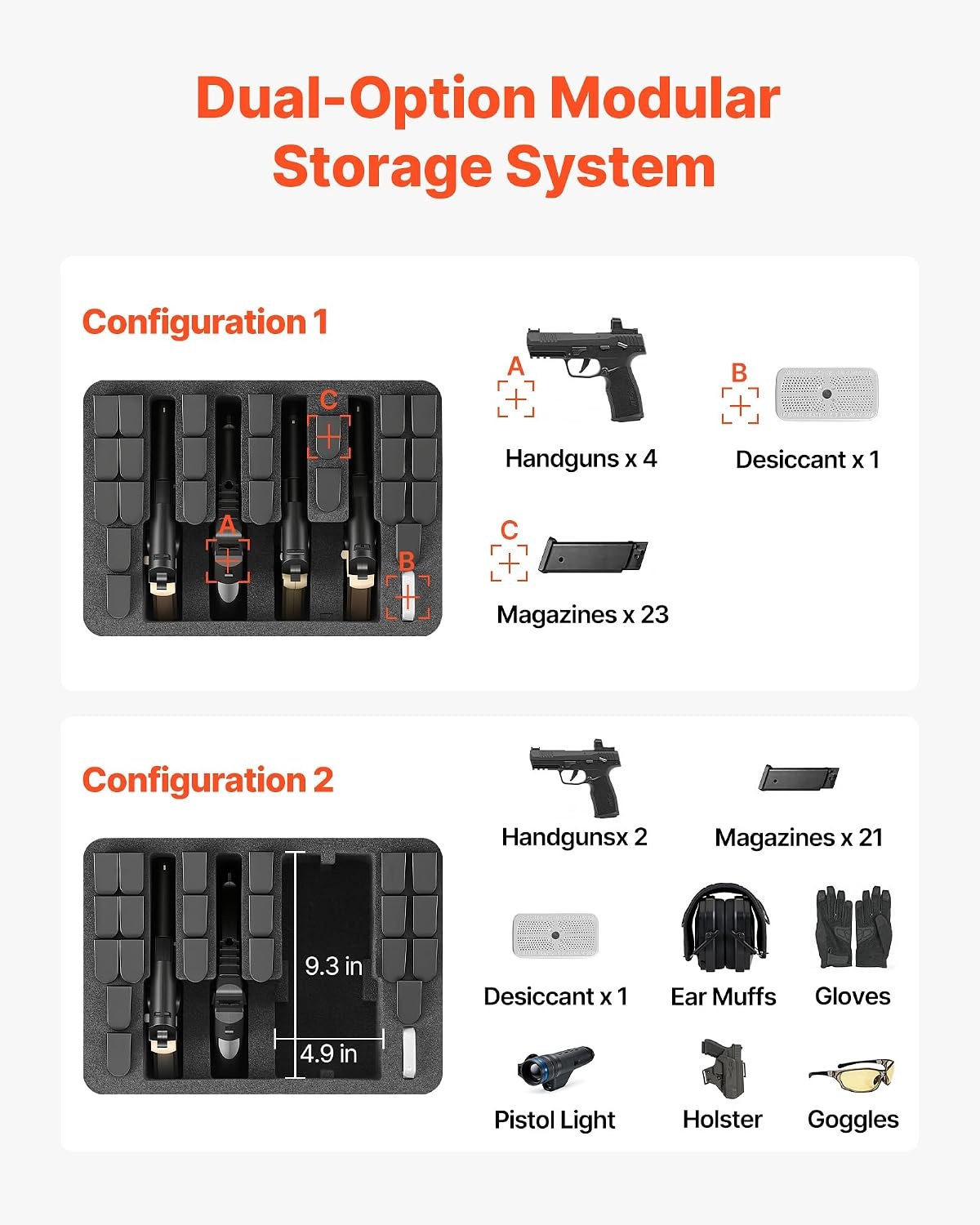 image:imageVEVOR Hard Pistol Case Holds Multiple Pistols amp Magazine Hard Gun Case with PreCut XPE Foam Lining Waterproof Firearm Travel Case with Handle for Gun Lenses Camera Gear TSA Compliant4 Pistols 23 Magazine
