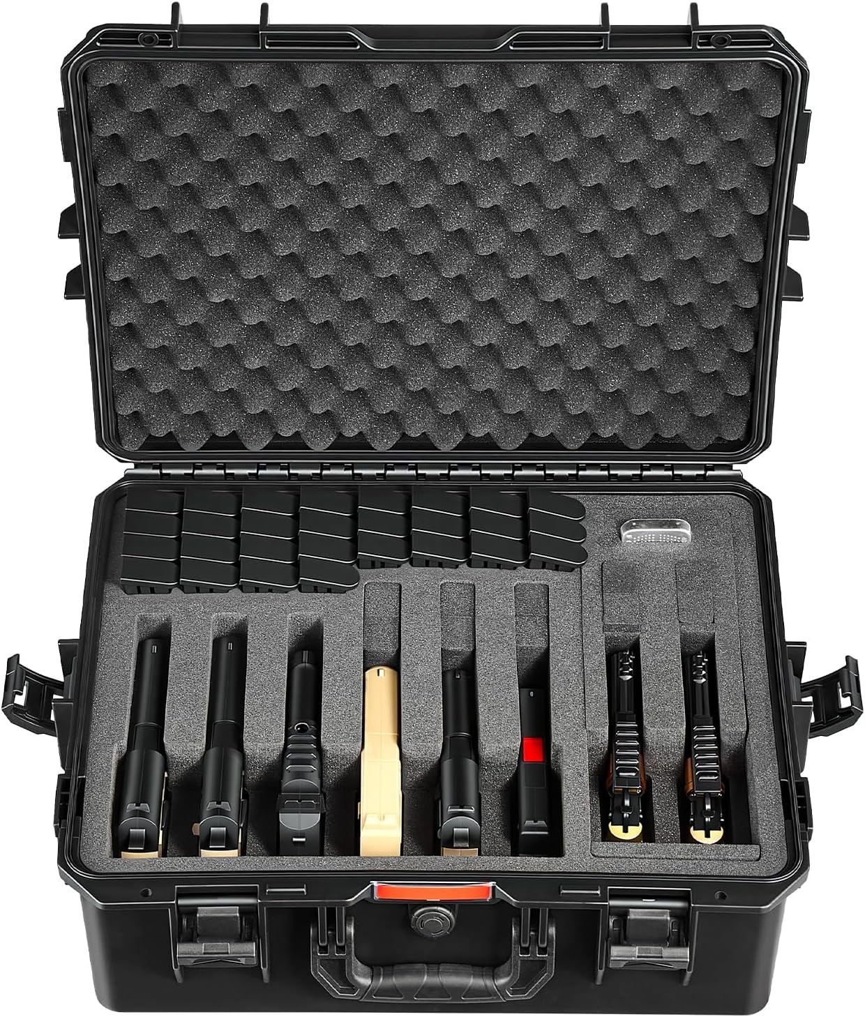 image:imageVEVOR Hard Pistol Case Holds Multiple Pistols amp Magazine Hard Gun Case with PreCut XPE Foam Lining Waterproof Firearm Travel Case with Handle for Gun Lenses Camera Gear TSA Compliant8 Pistols 28 Magazine