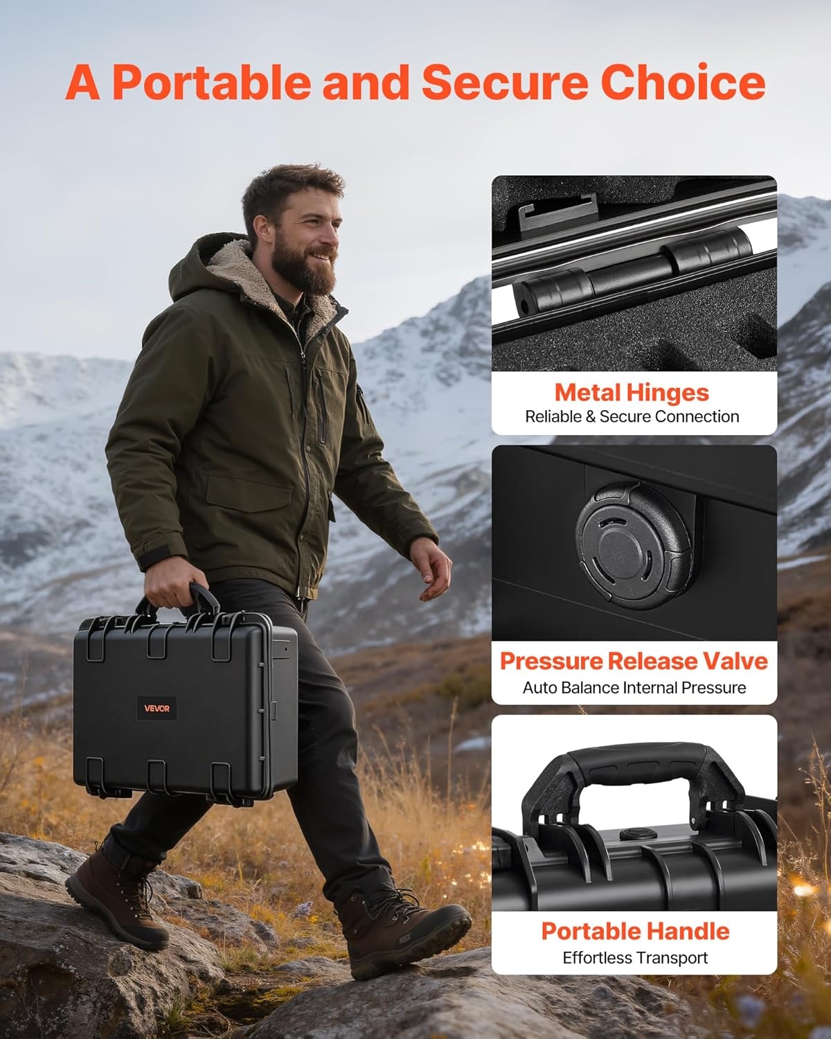 image:imageVEVOR Hard Pistol Case Holds Multiple Pistols amp Magazine Hard Gun Case with PreCut XPE Foam Lining Waterproof Firearm Travel Case with Handle for Gun Lenses Camera Gear TSA Compliant6 Pistols 31 Magazine