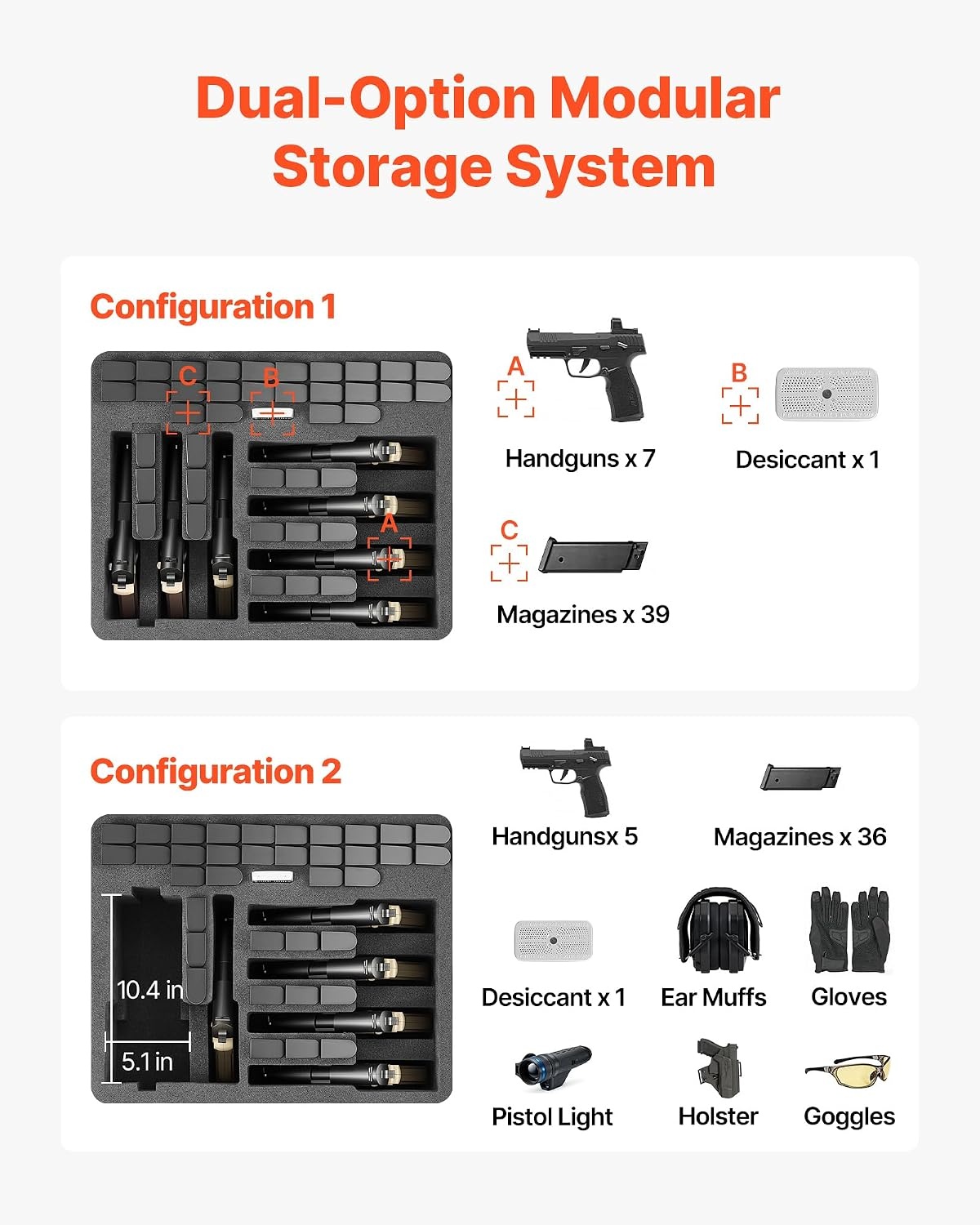 image:imageVEVOR Hard Pistol Case Holds Multiple Pistols amp Magazine Hard Gun Case with PreCut XPE Foam Lining Waterproof Firearm Travel Case with Handle for Gun Lenses Camera Gear TSA Compliant7 Pistols 39 Magazine