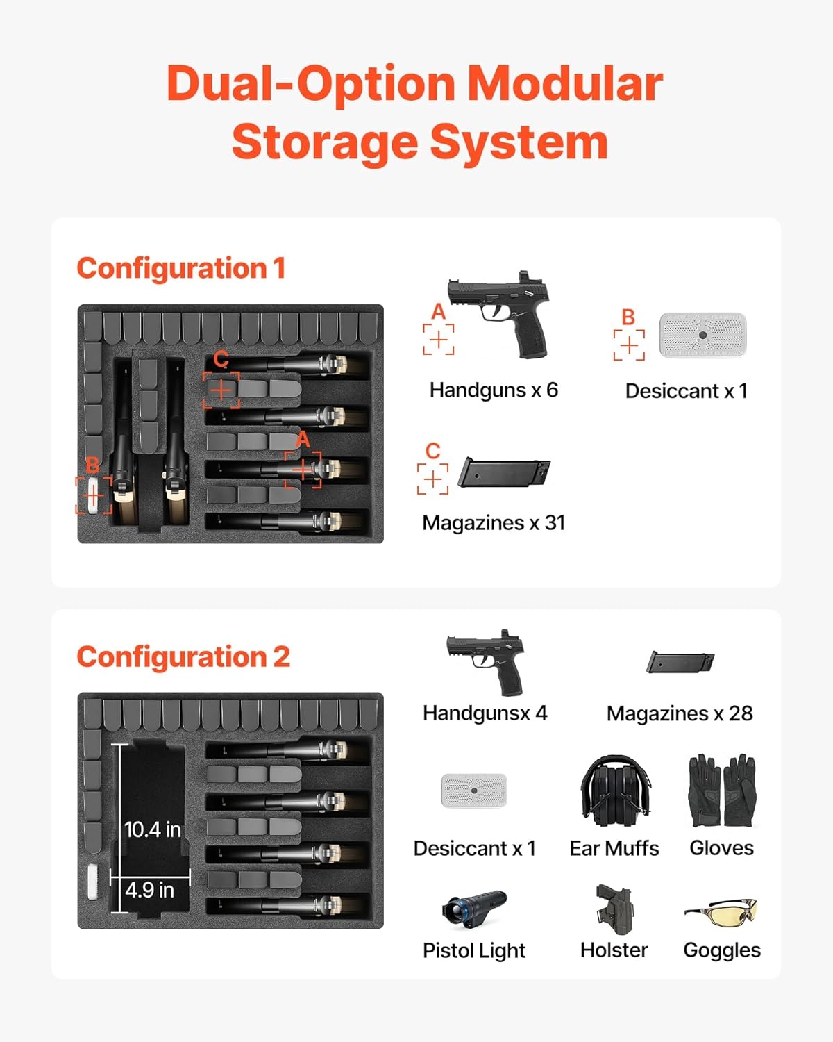image:imageVEVOR Hard Pistol Case Holds Multiple Pistols amp Magazine Hard Gun Case with PreCut XPE Foam Lining Waterproof Firearm Travel Case with Handle for Gun Lenses Camera Gear TSA Compliant6 Pistols 31 Magazine