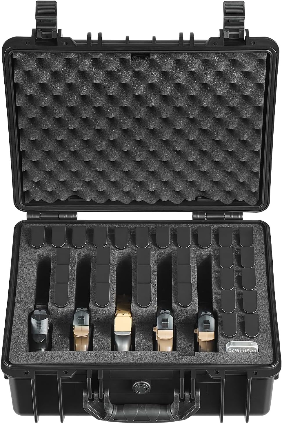 image:imageVEVOR Hard Pistol Case Holds Multiple Pistols amp Magazine Hard Gun Case with PreCut XPE Foam Lining Waterproof Firearm Travel Case with Handle for Gun Lenses Camera Gear TSA Compliant5 Pistols 31 Magazine