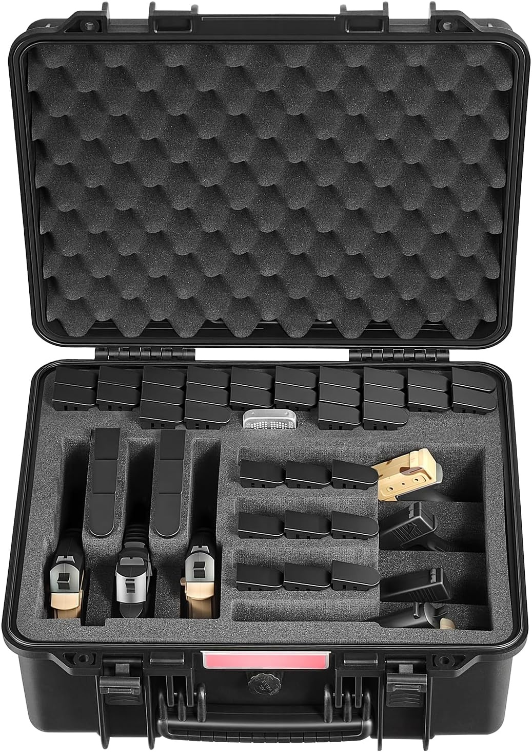image:imageVEVOR Hard Pistol Case Holds Multiple Pistols amp Magazine Hard Gun Case with PreCut XPE Foam Lining Waterproof Firearm Travel Case with Handle for Gun Lenses Camera Gear TSA Compliant7 Pistols 39 Magazine