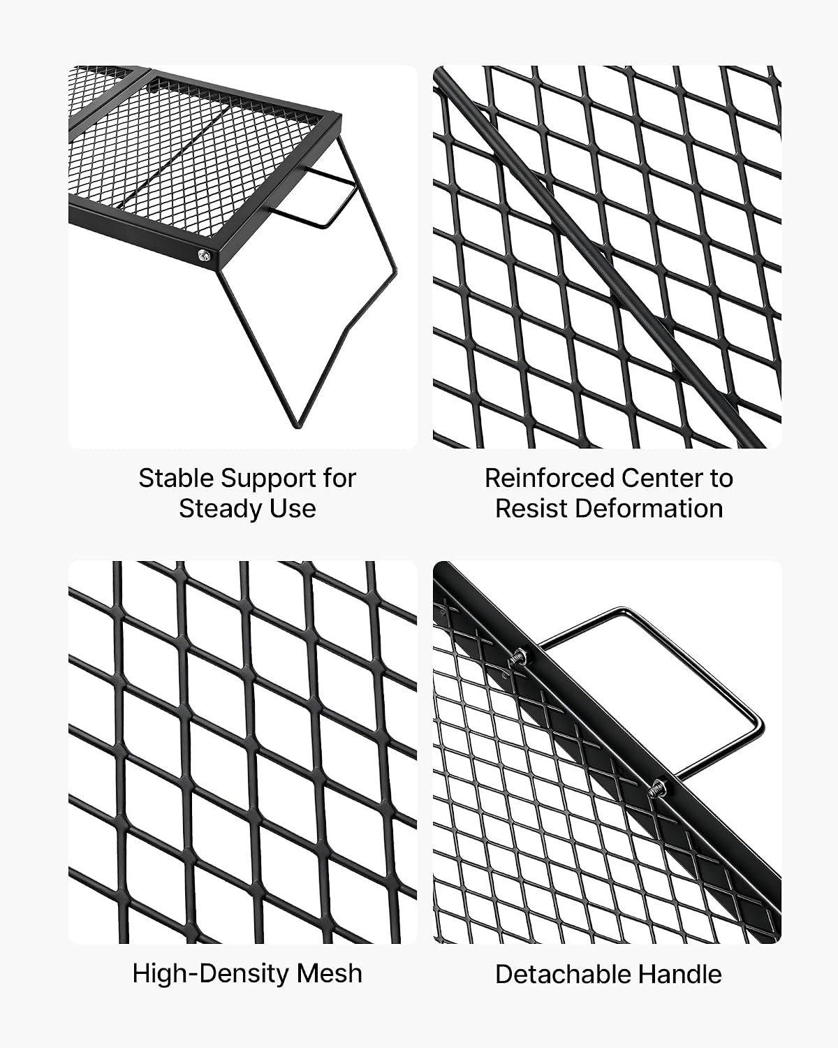 image:imageVEVOR Heavy Duty Swivel Campfire Grill 24 Portable Camping Grill Grate amp Griddle Sturdy Steel BBQ Mesh 360 Height Adjustable Over Fire Pit Equipment for Outdoor Open Flame Cooking Black2415 inch Folding