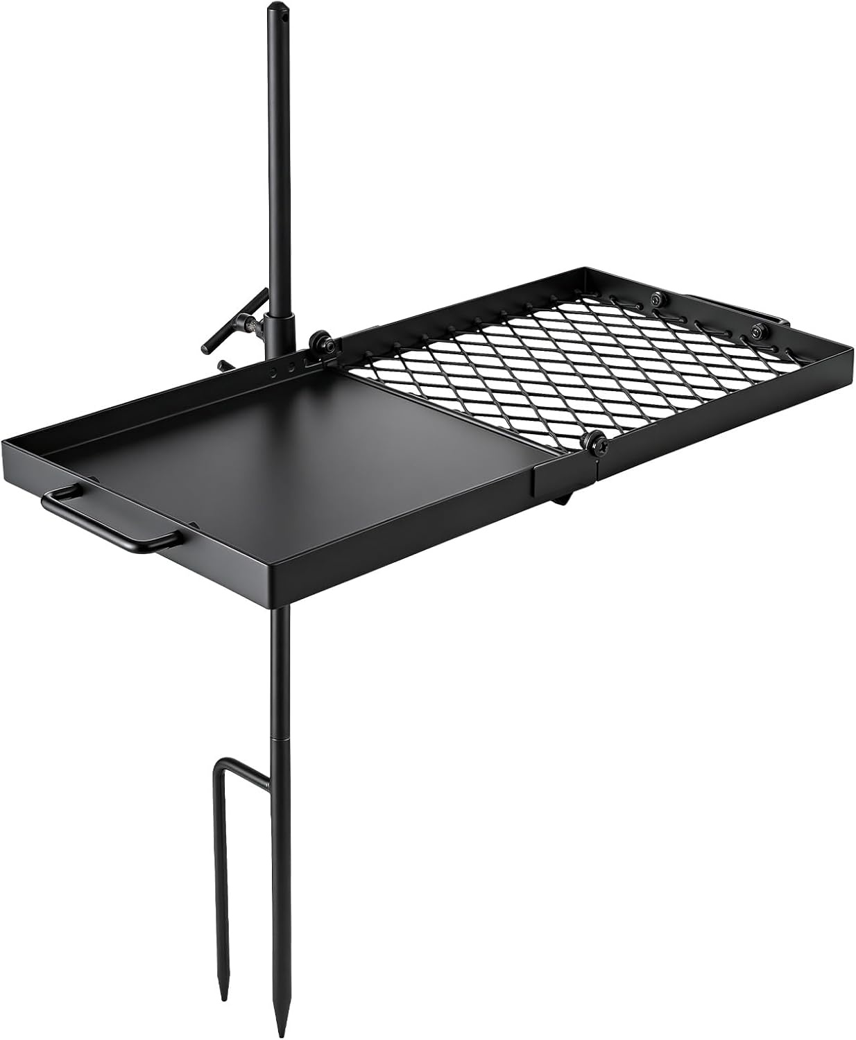 image:imageVEVOR Heavy Duty Swivel Campfire Grill 24 Portable Camping Grill Grate amp Griddle Sturdy Steel BBQ Mesh 360 Height Adjustable Over Fire Pit Equipment for Outdoor Open Flame Cooking Black2412 inch Swivel