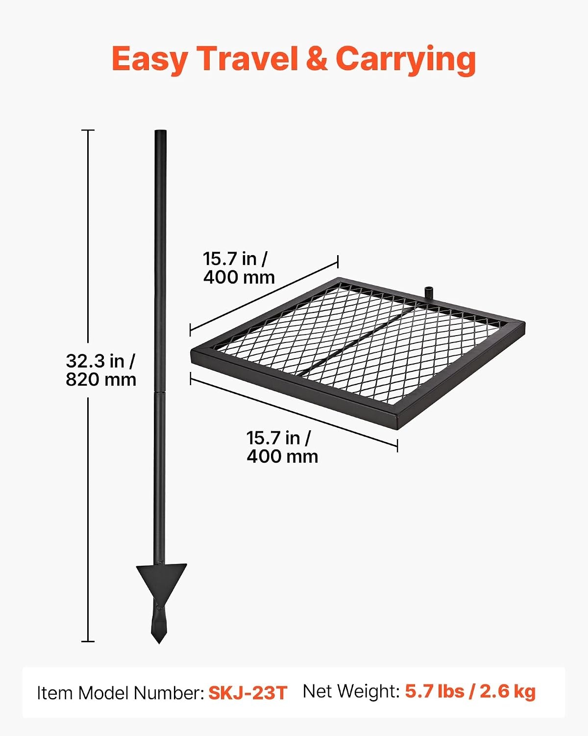 image:imageVEVOR Heavy Duty Swivel Campfire Grill 24 Portable Camping Grill Grate amp Griddle Sturdy Steel BBQ Mesh 360 Height Adjustable Over Fire Pit Equipment for Outdoor Open Flame Cooking Black1616 inch Swivel Upgraded