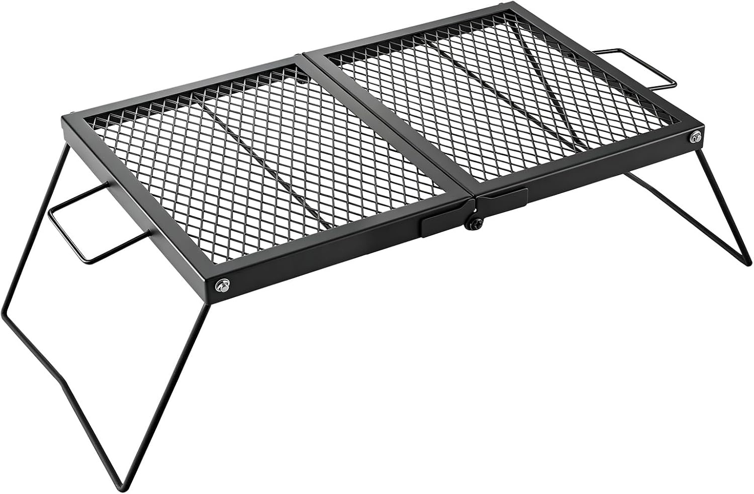 image:imageVEVOR Heavy Duty Swivel Campfire Grill 24 Portable Camping Grill Grate amp Griddle Sturdy Steel BBQ Mesh 360 Height Adjustable Over Fire Pit Equipment for Outdoor Open Flame Cooking Black2415 inch Folding