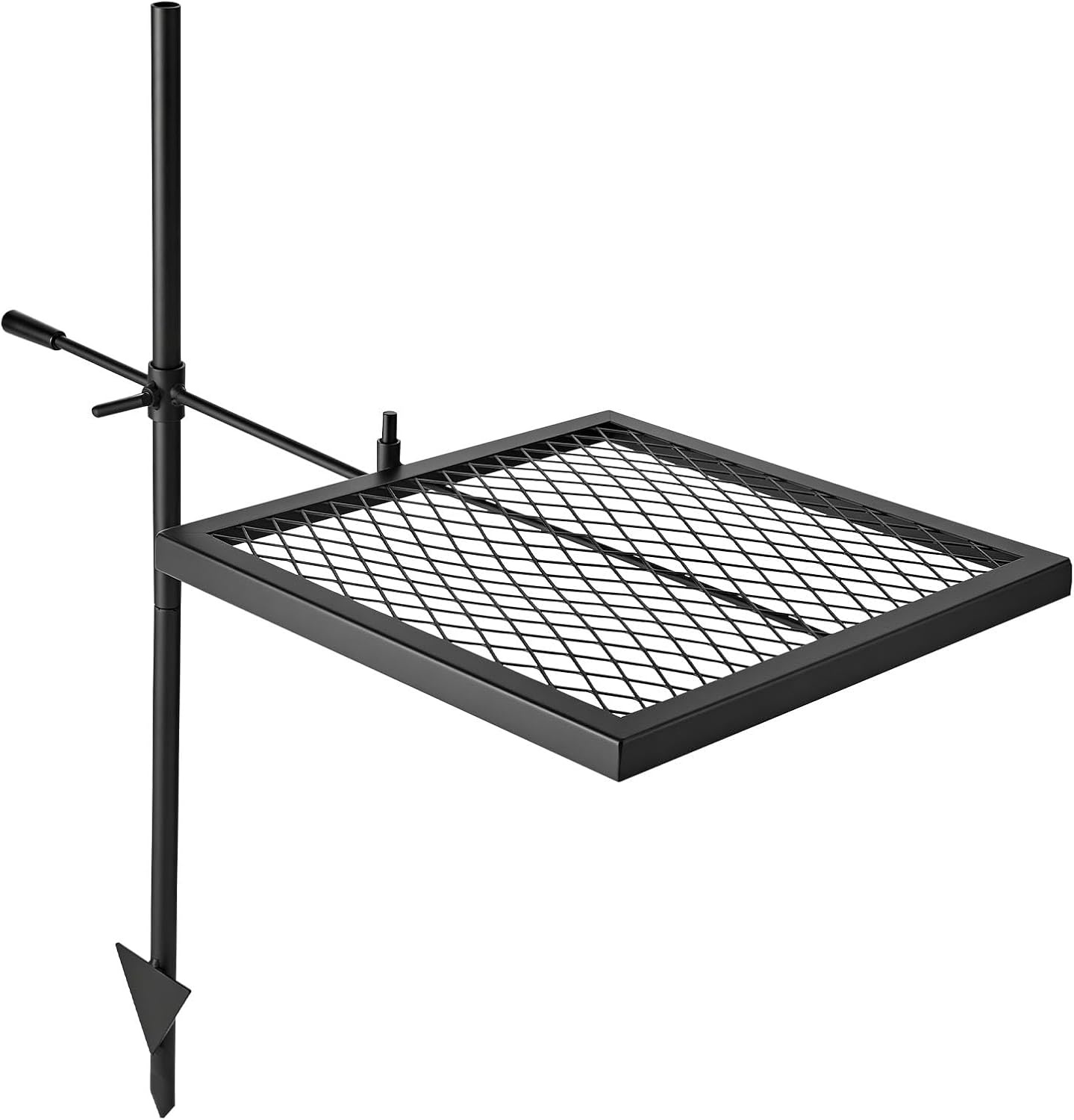 image:imageVEVOR Heavy Duty Swivel Campfire Grill 24 Portable Camping Grill Grate amp Griddle Sturdy Steel BBQ Mesh 360 Height Adjustable Over Fire Pit Equipment for Outdoor Open Flame Cooking Black1616 inch Swivel Upgraded