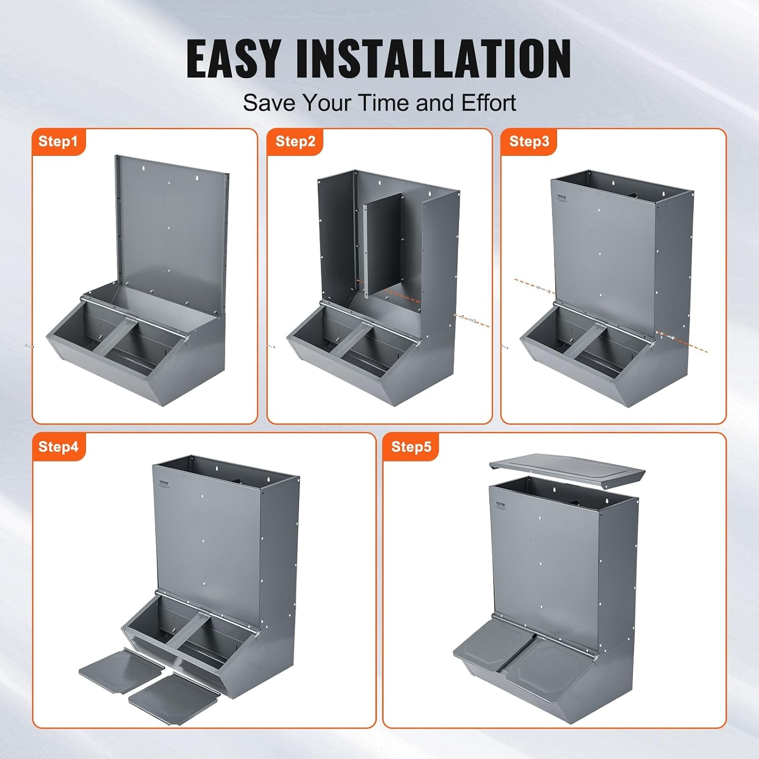 image:imageVEVOR Hog Feeder 22 Bushel Capacity Single Door Pig Feeder Heavy Duty Steel Piglets Feeder Multipurpose Trough Creep Feeder Outdoor Livestock Feeder Farm Accessory for Feeding up to 5 Hogs37 Bushel