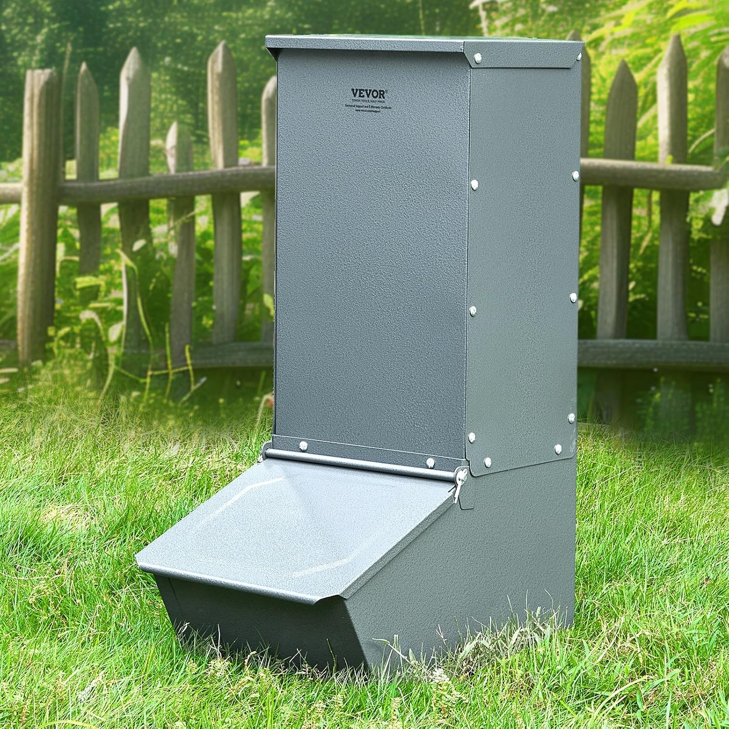 image:imageVEVOR Hog Feeder 22 Bushel Capacity Single Door Pig Feeder Heavy Duty Steel Piglets Feeder Multipurpose Trough Creep Feeder Outdoor Livestock Feeder Farm Accessory for Feeding up to 5 Hogs22 Bushel