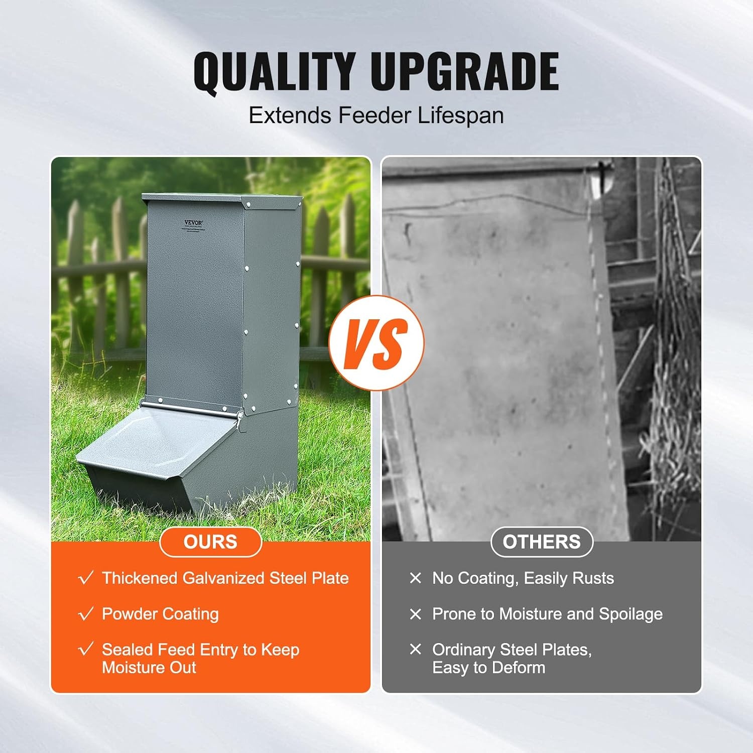 image:imageVEVOR Hog Feeder 22 Bushel Capacity Single Door Pig Feeder Heavy Duty Steel Piglets Feeder Multipurpose Trough Creep Feeder Outdoor Livestock Feeder Farm Accessory for Feeding up to 5 Hogs22 Bushel