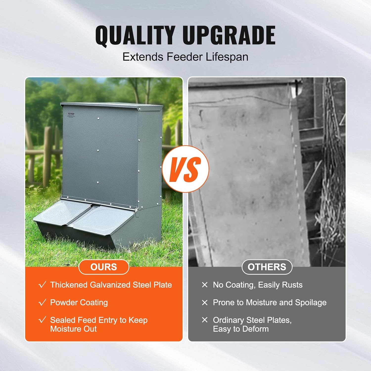 image:imageVEVOR Hog Feeder 22 Bushel Capacity Single Door Pig Feeder Heavy Duty Steel Piglets Feeder Multipurpose Trough Creep Feeder Outdoor Livestock Feeder Farm Accessory for Feeding up to 5 Hogs37 Bushel