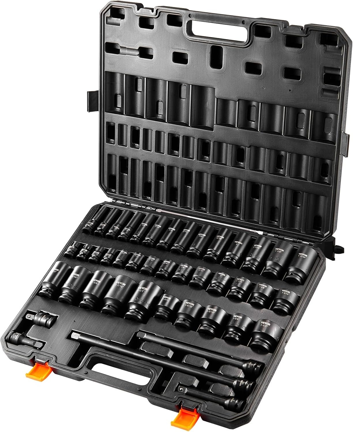 image:imageVEVOR Impact Drive Socket Set 12 Inches 19 Piece Impact Sockets SAE Standard Socket Assortment 38 Inches to 112 Inches 6point Hex Sockets12 43PCS CRMO