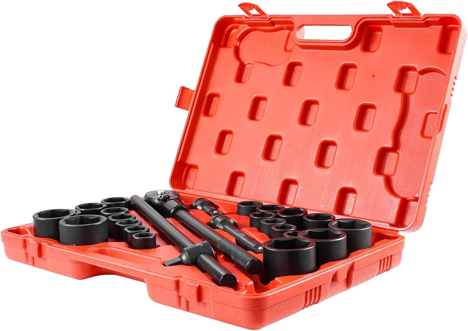 image:imageVEVOR Impact Drive Socket Set 12 Inches 19 Piece Impact Sockets SAE Standard Socket Assortment 38 Inches to 112 Inches 6point Hex Sockets34 27PCS
